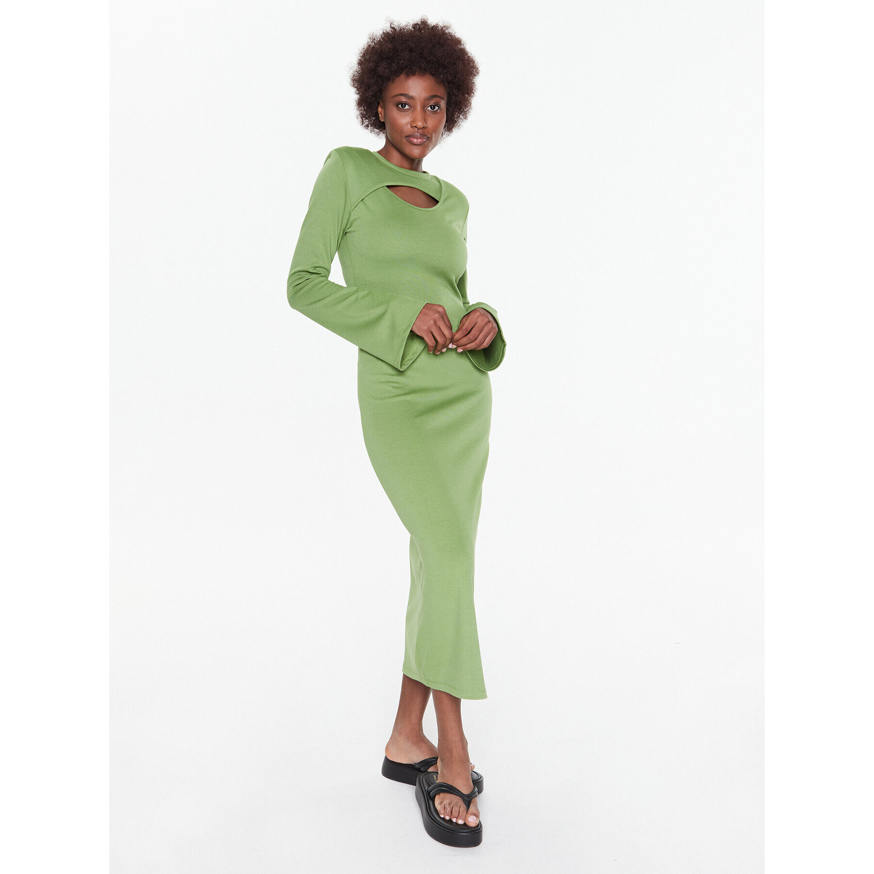 Gestuz Rochie de zi Anka 10906826 Verde Slim Fit - Pled.ro