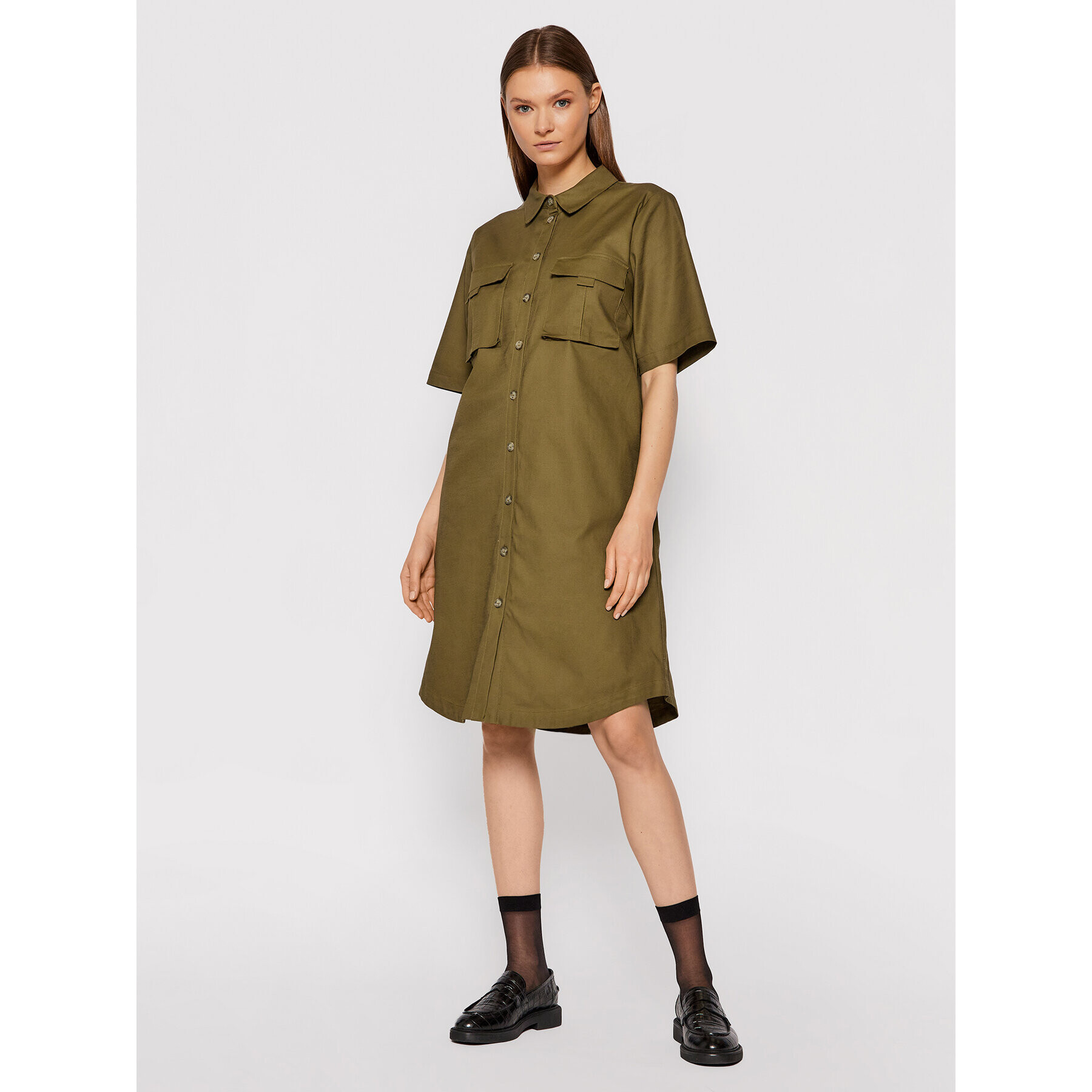 Gestuz Rochie tip cămașă Assagz 10905381 Verde Loose Fit - Pled.ro