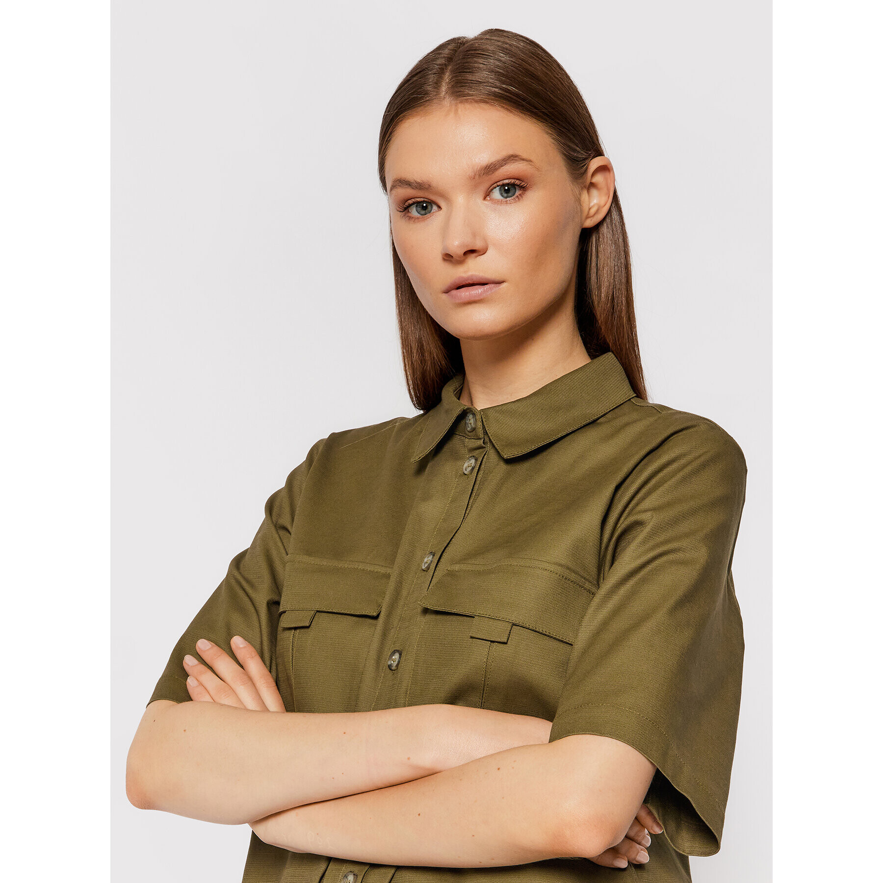 Gestuz Rochie tip cămașă Assagz 10905381 Verde Loose Fit - Pled.ro