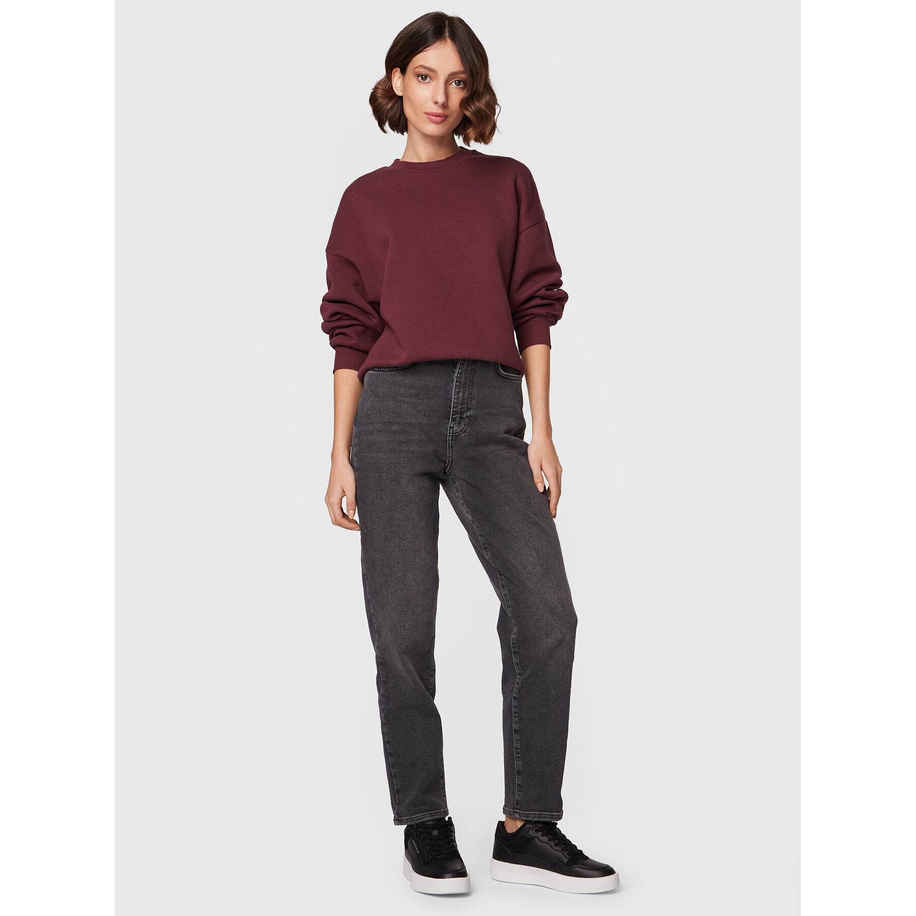 Gina Tricot Bluză Basic 10943 Vișiniu Relaxed Fit - Pled.ro