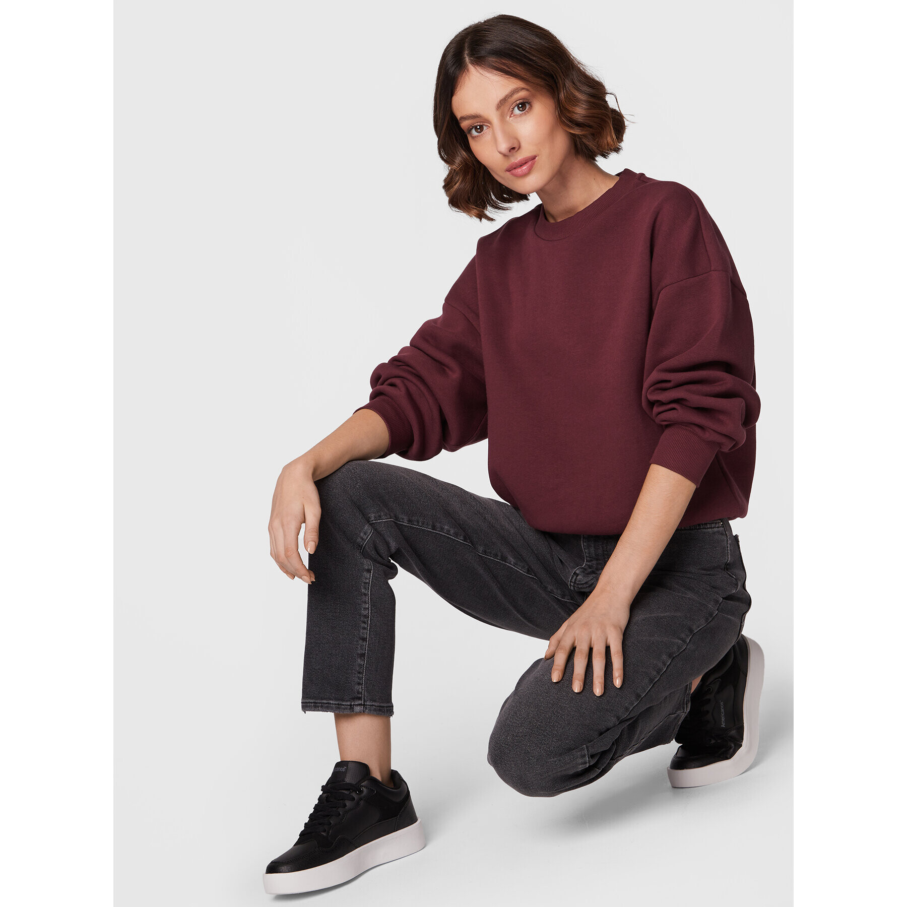 Gina Tricot Bluză Basic 10943 Vișiniu Relaxed Fit - Pled.ro