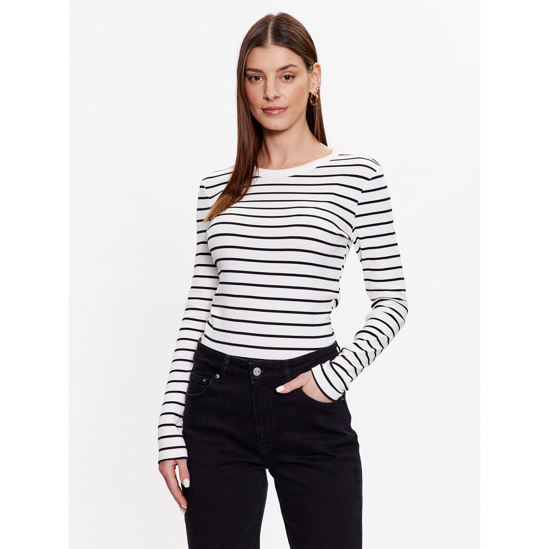 Gina Tricot Bluză Basic 18863 Alb Slim Fit - Pled.ro