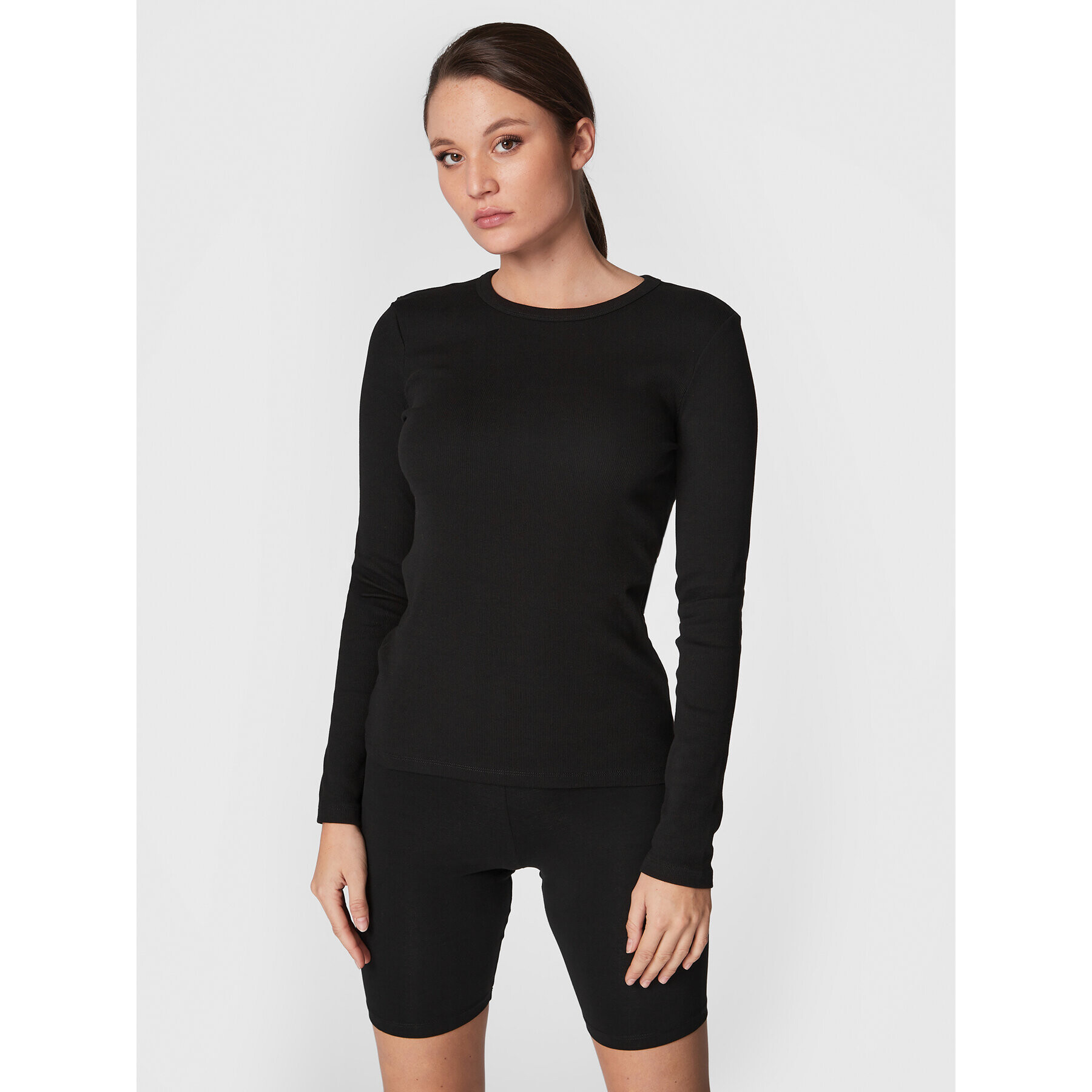 Gina Tricot Bluză Basic 18863 Negru Regular Fit - Pled.ro