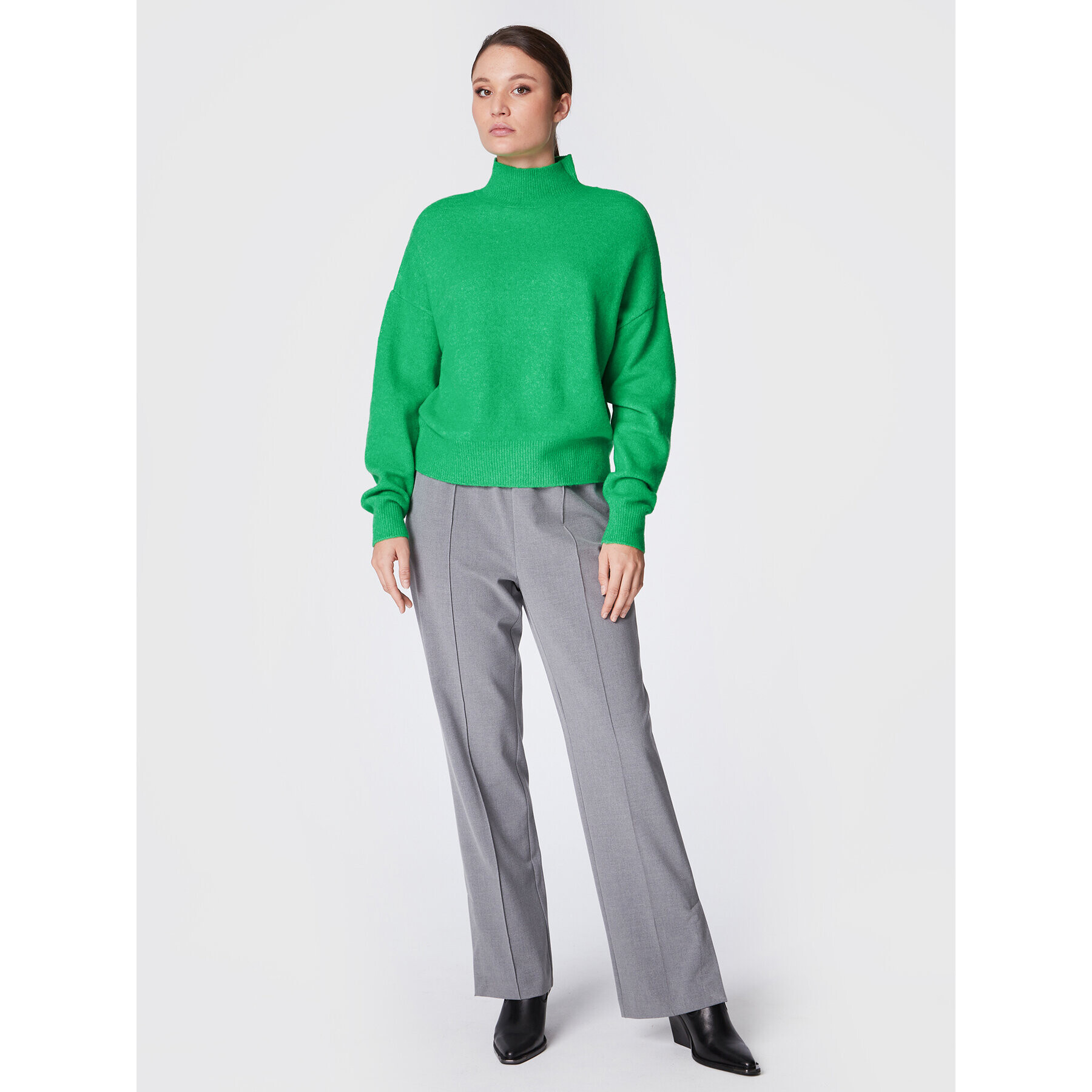 Gina Tricot Bluză cu gât Livia 17740 Verde Relaxed Fit - Pled.ro