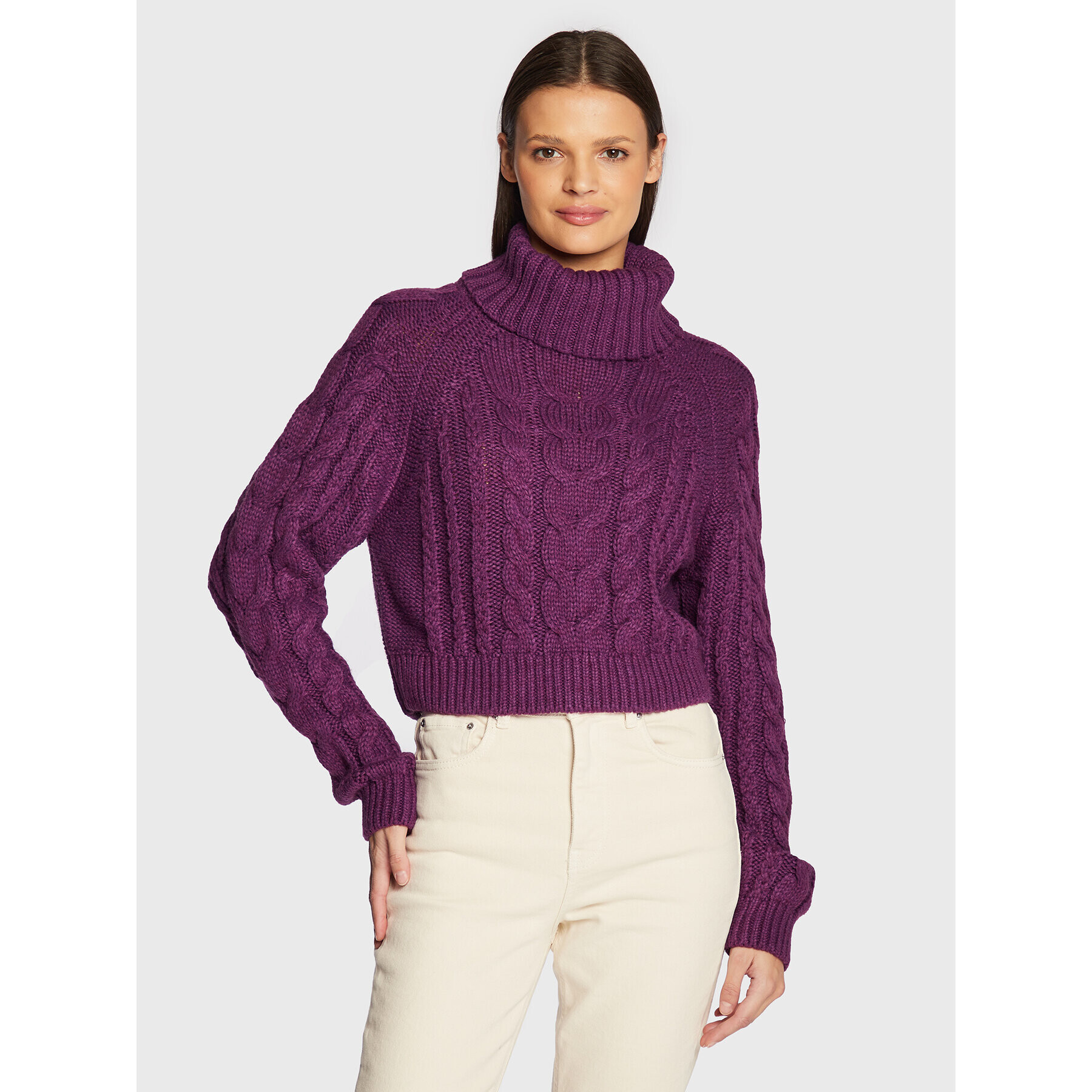 Gina Tricot Bluză cu gât Mika 17827 Violet Regular Fit - Pled.ro