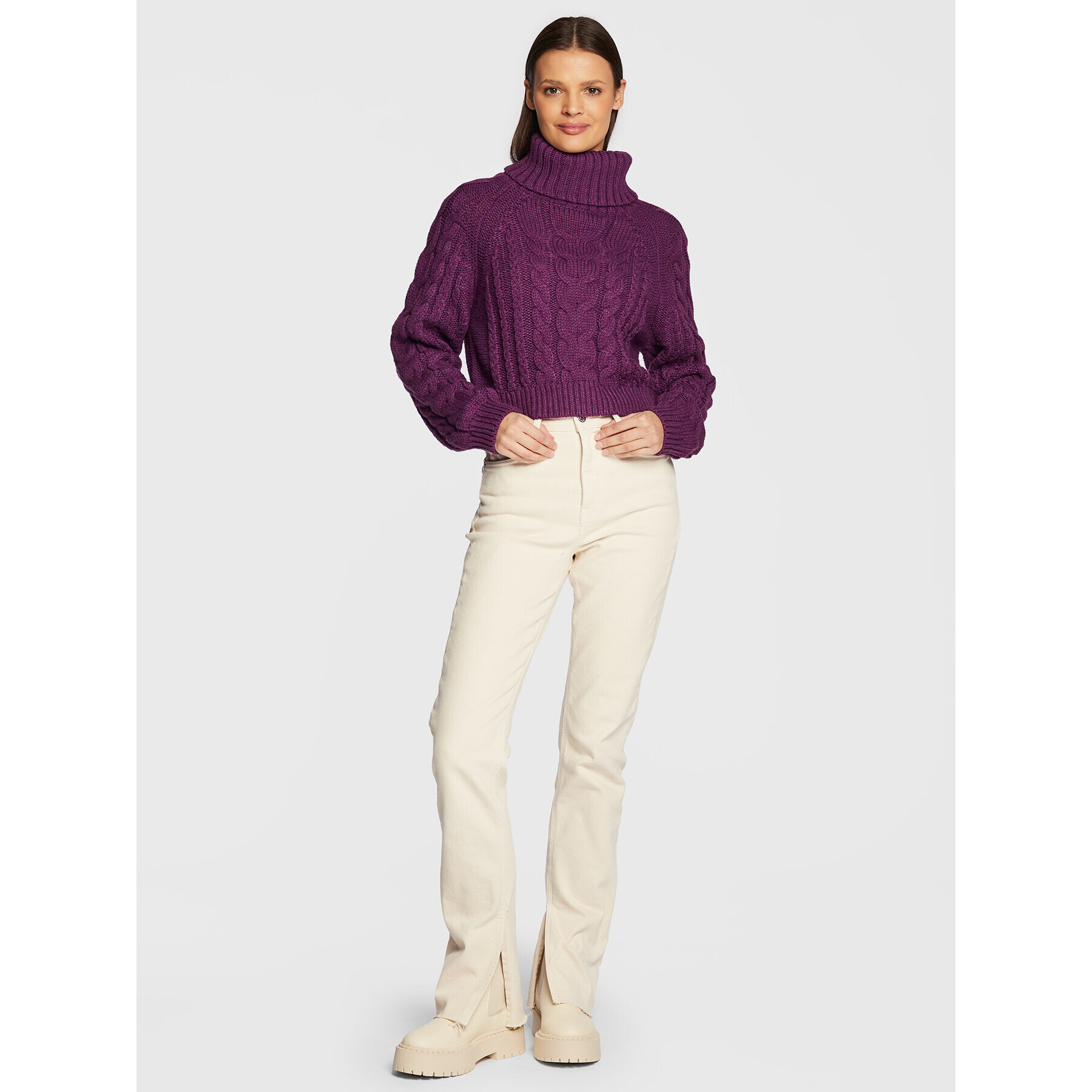 Gina Tricot Bluză cu gât Mika 17827 Violet Regular Fit - Pled.ro