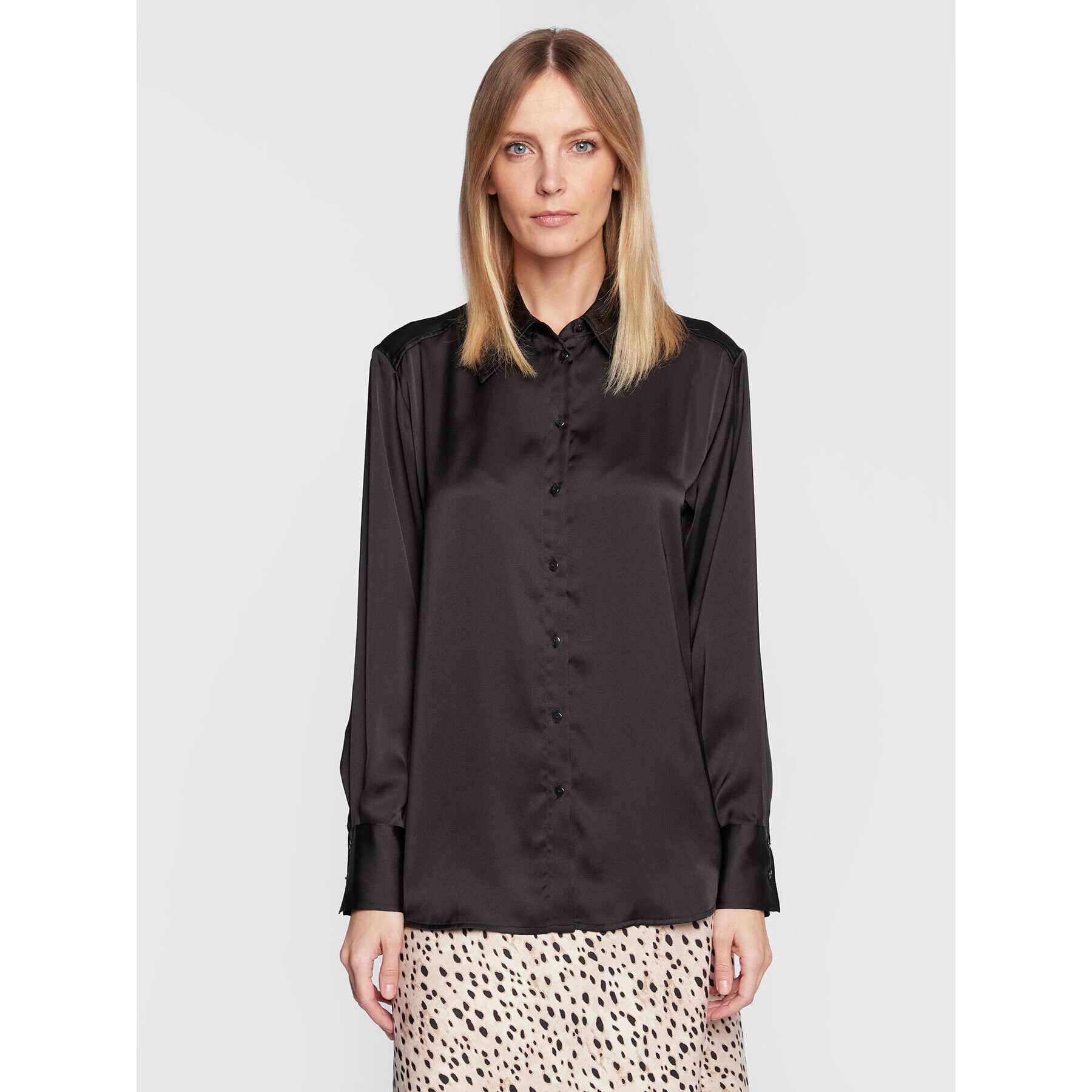 Gina Tricot Cămașă Chris 17735 Negru Relaxed Fit - Pled.ro