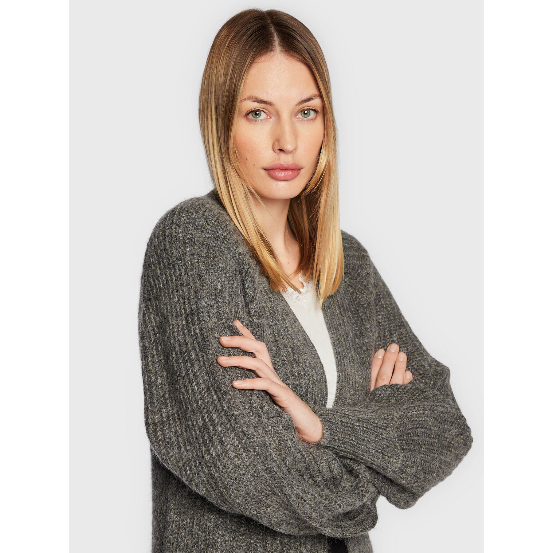 Gina Tricot Cardigan 17395 Gri Regular Fit - Pled.ro