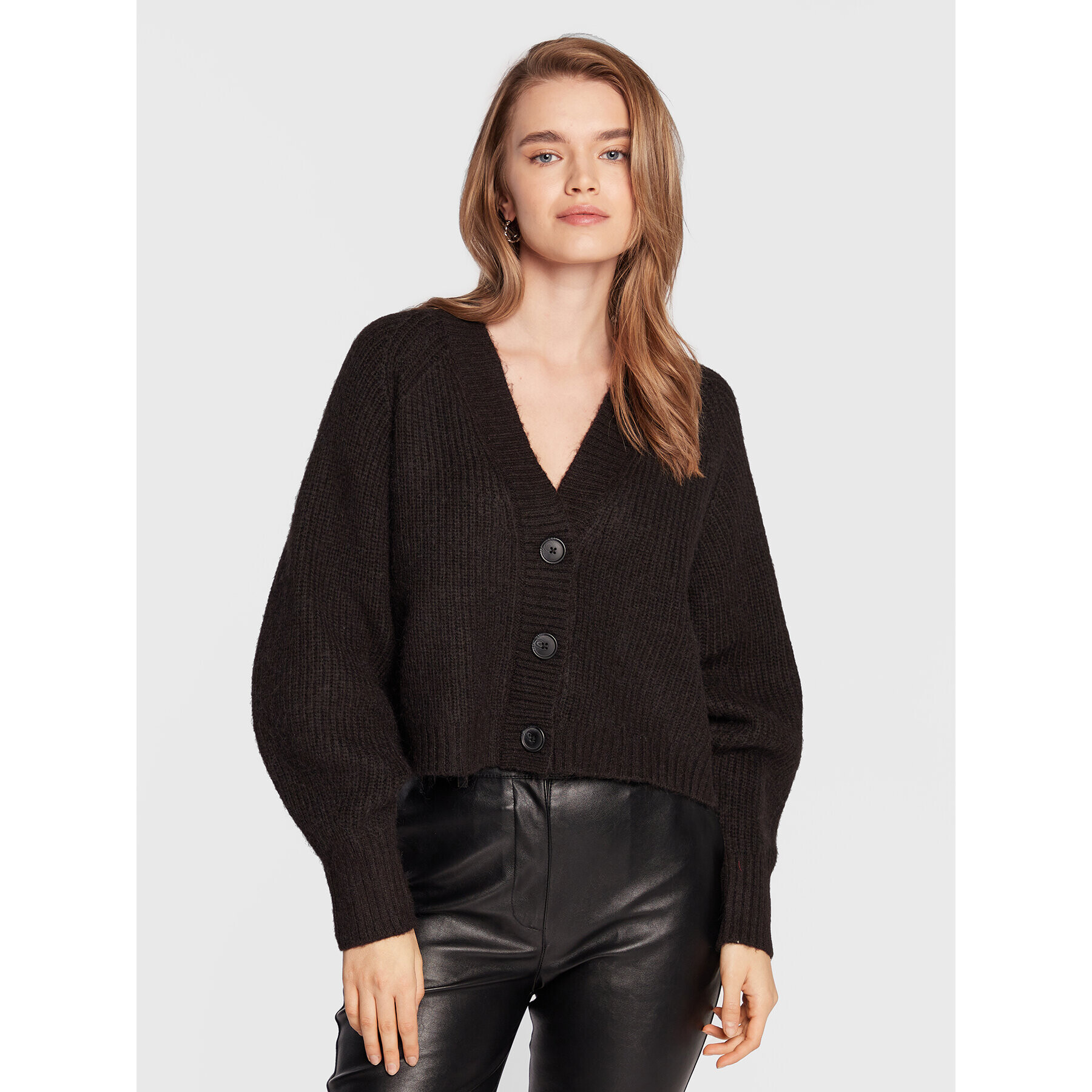 Gina Tricot Cardigan Valarie 17718 Negru Relaxed Fit - Pled.ro