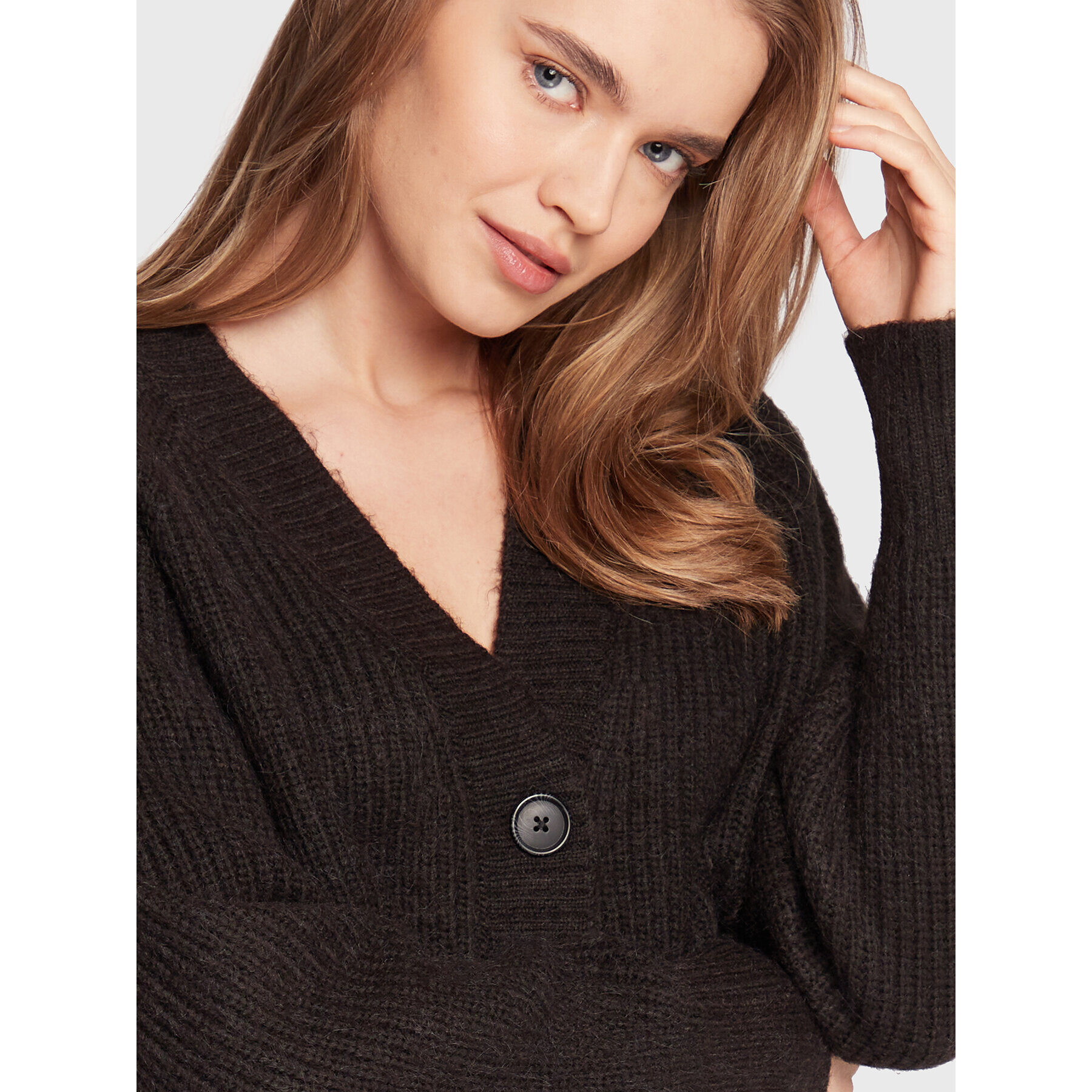 Gina Tricot Cardigan Valarie 17718 Negru Relaxed Fit - Pled.ro