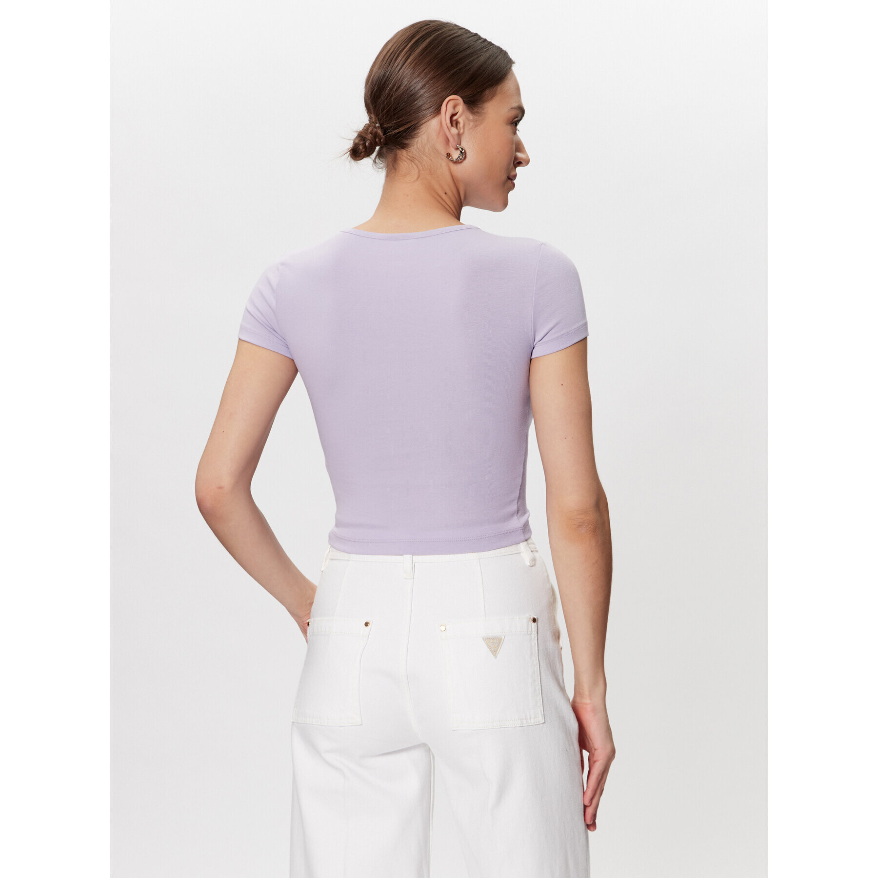 Gina Tricot Tricou Basic 17957 Violet Regular Fit - Pled.ro