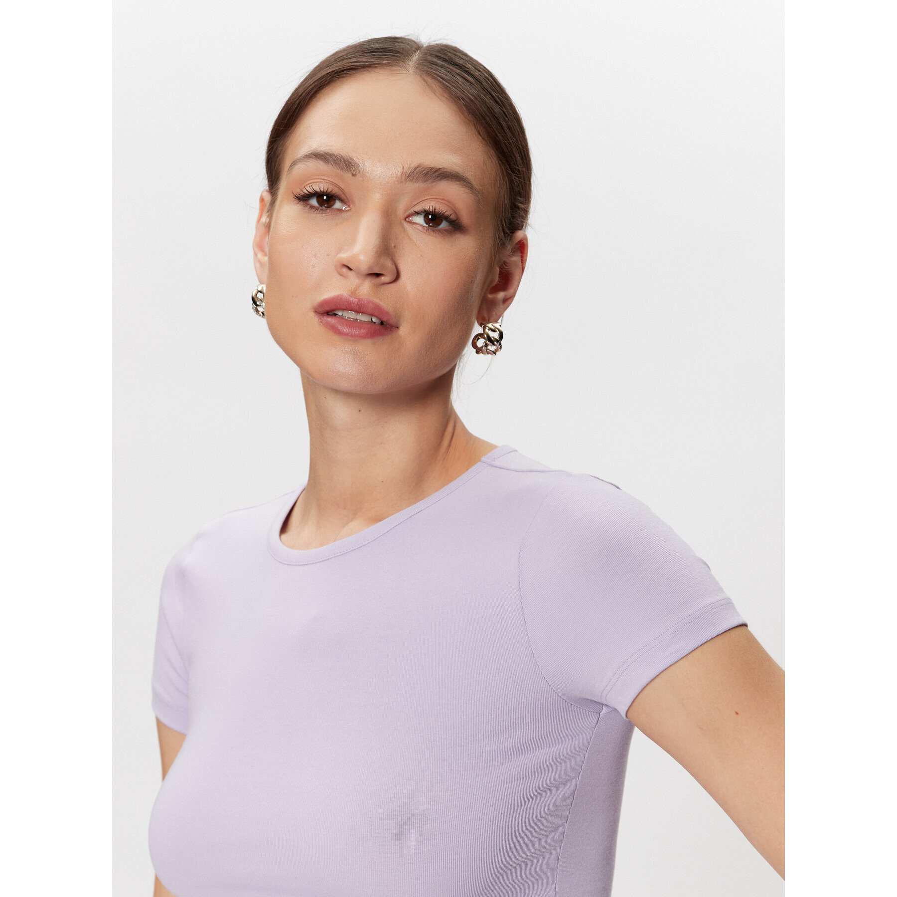 Gina Tricot Tricou Basic 17957 Violet Regular Fit - Pled.ro