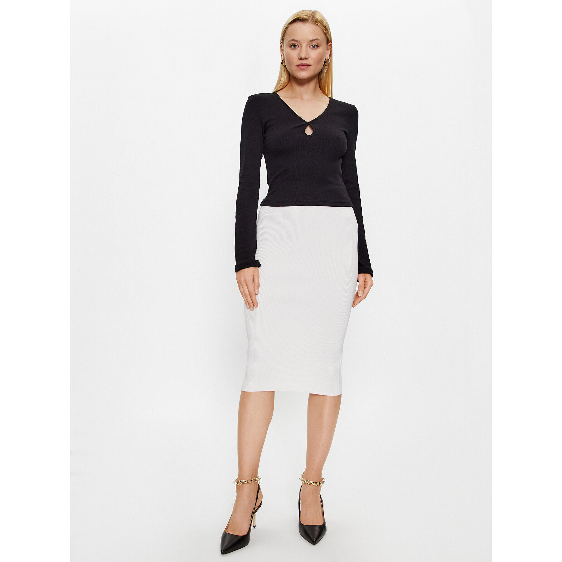 Glamorous Fustă tip creion AC2917B Alb Slim Fit - Pled.ro