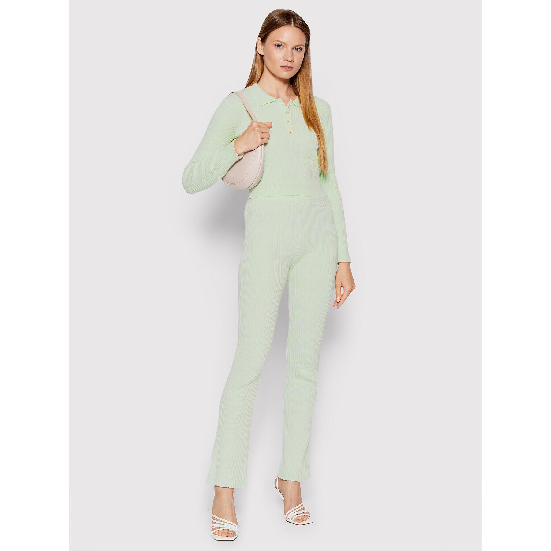 Glamorous Pantaloni tricotați AN4192 Verde Slim Fit - Pled.ro