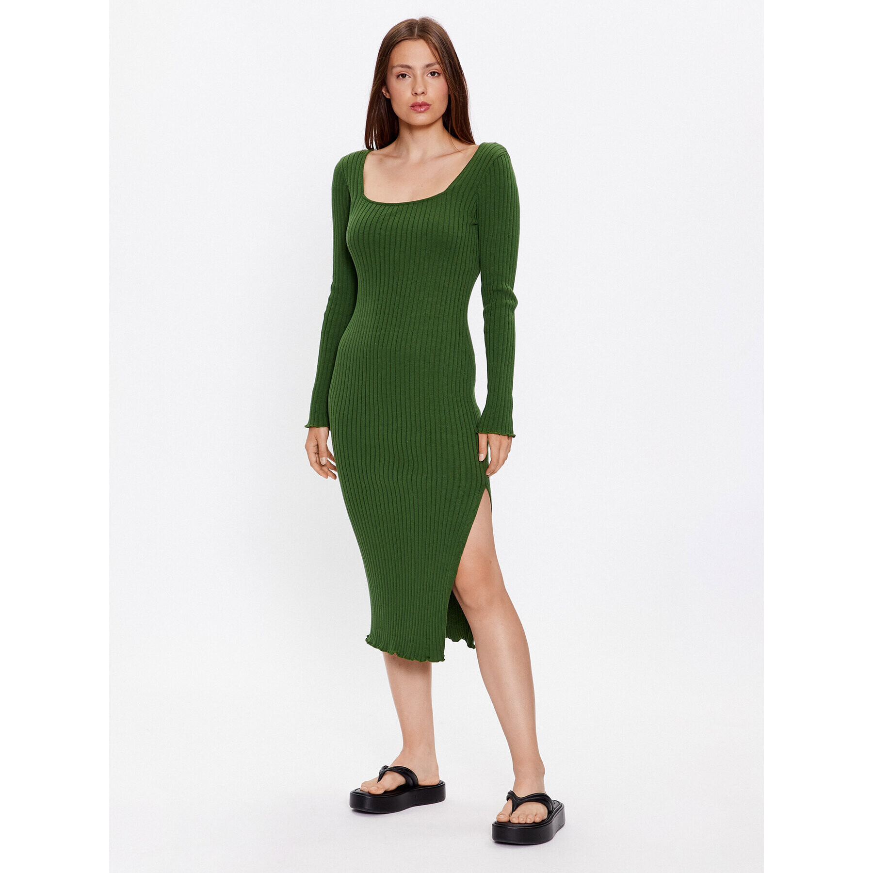 Glamorous Rochie tricotată CA0334 Verde Slim Fit - Pled.ro