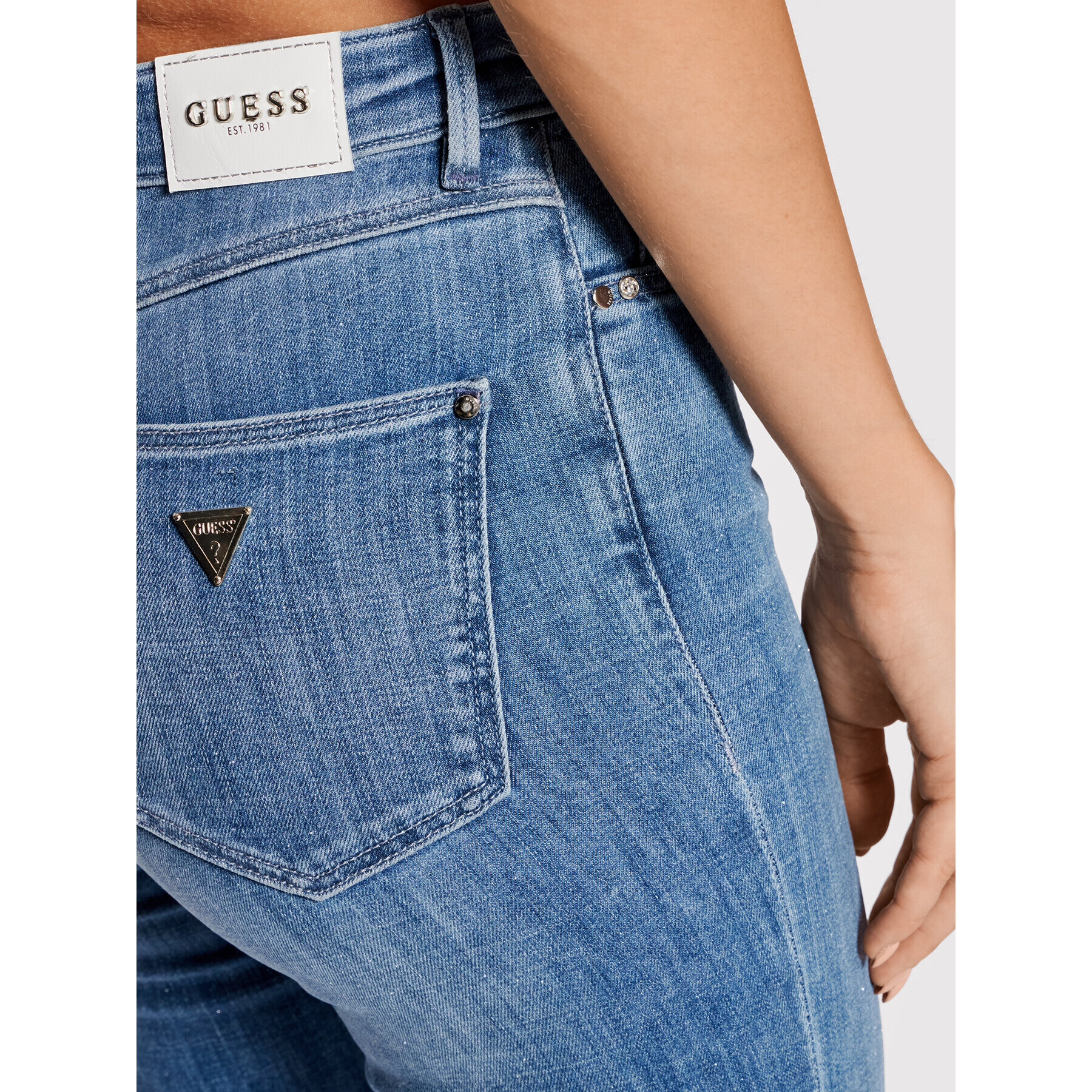 Guess Blugi 1981 W1RA28 D4AK4 Albastru Skinny Fit - Pled.ro