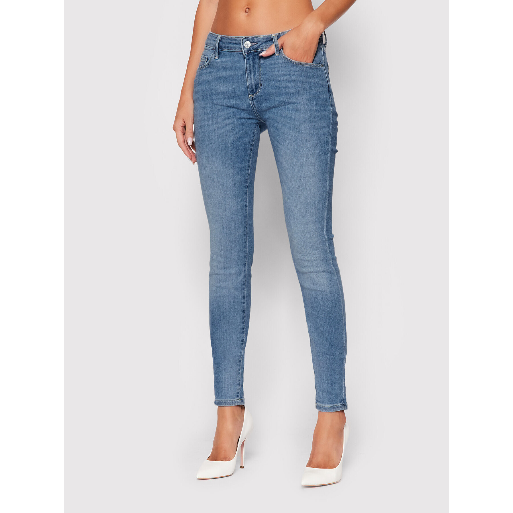 Guess Blugi Anette W1YA99 D4GV3 Albastru Skinny Fit - Pled.ro