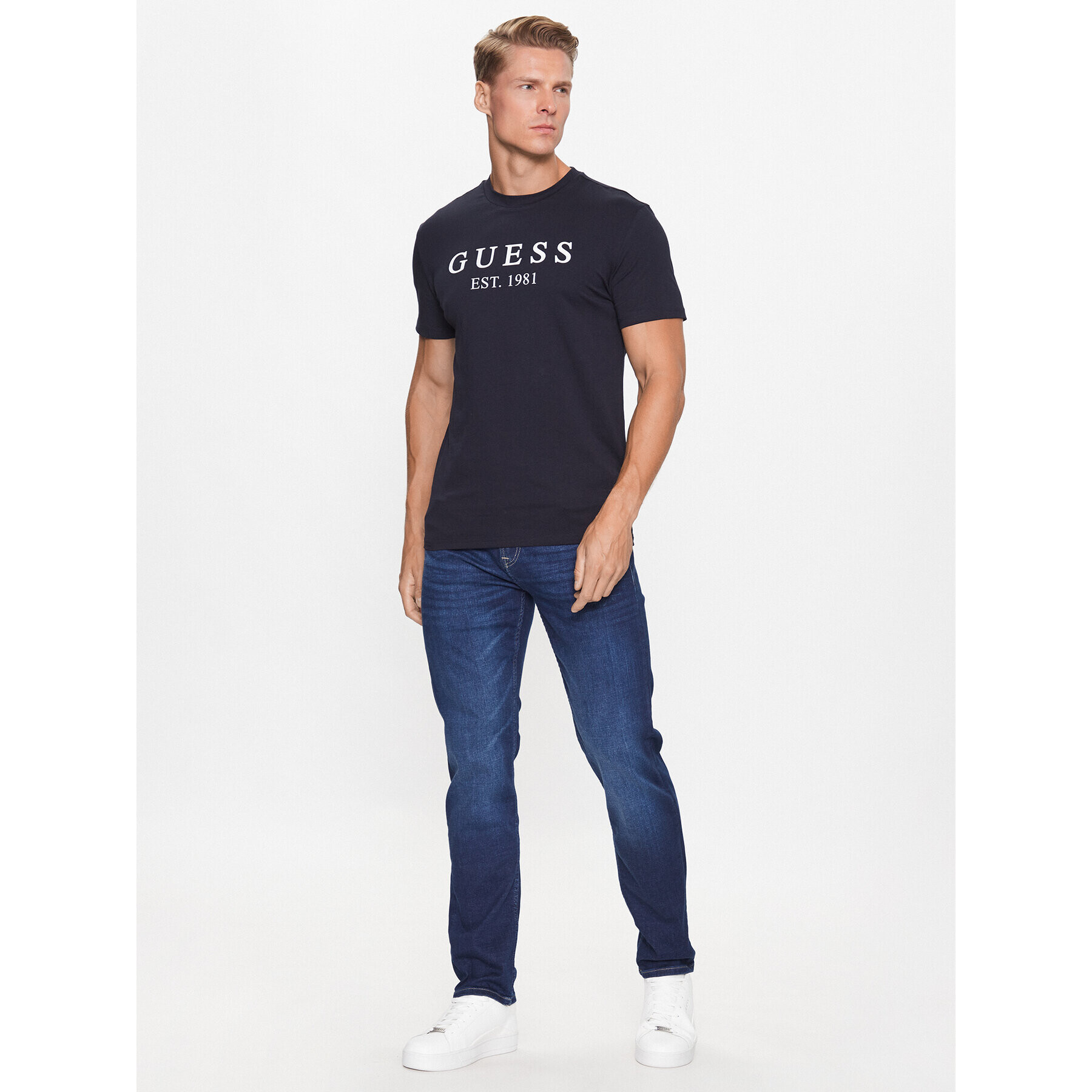 Guess Blugi M3YAN2 D5271 Bleumarin Slim Fit - Pled.ro