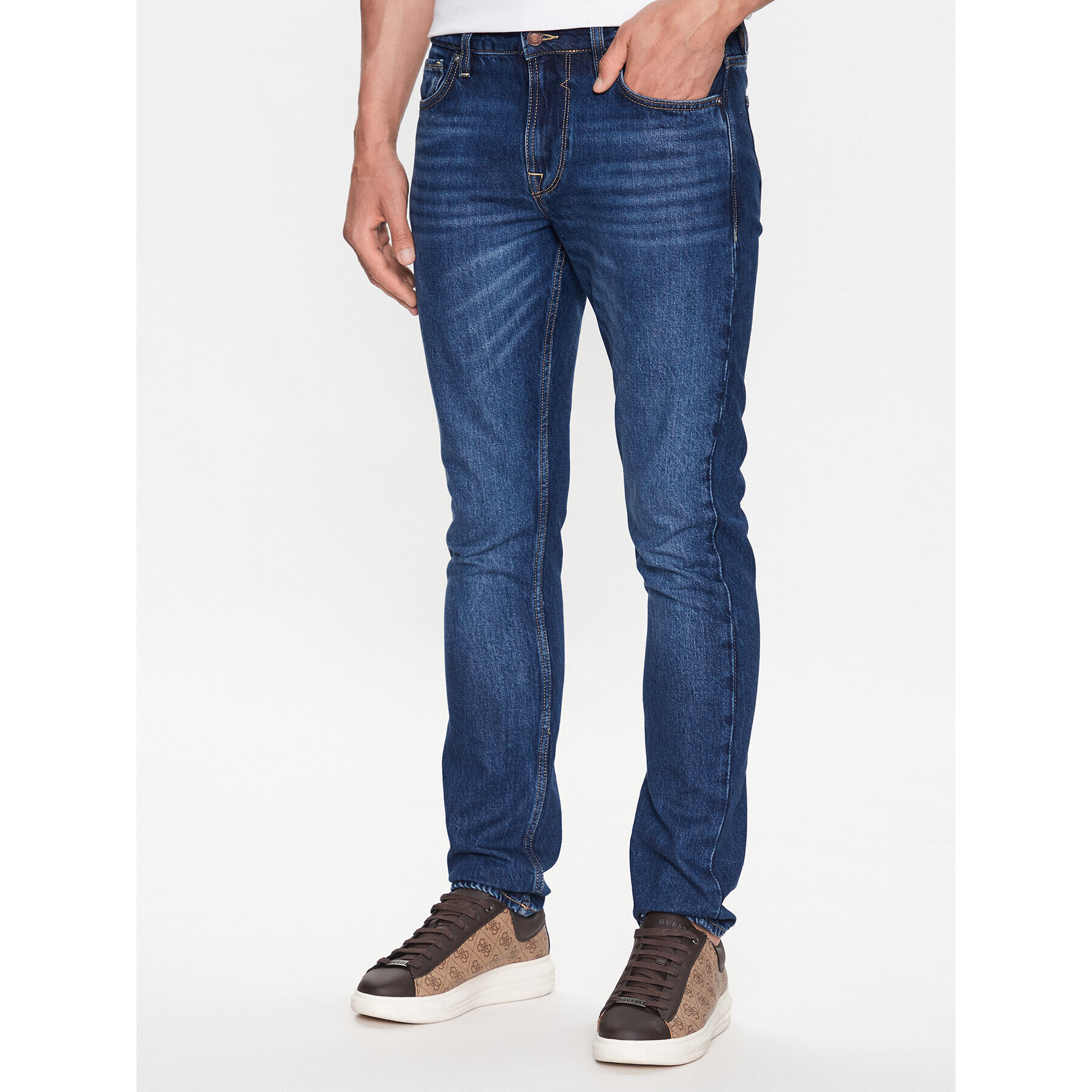 Guess Blugi M3YAS2 D4T9H Albastru Slim Fit - Pled.ro