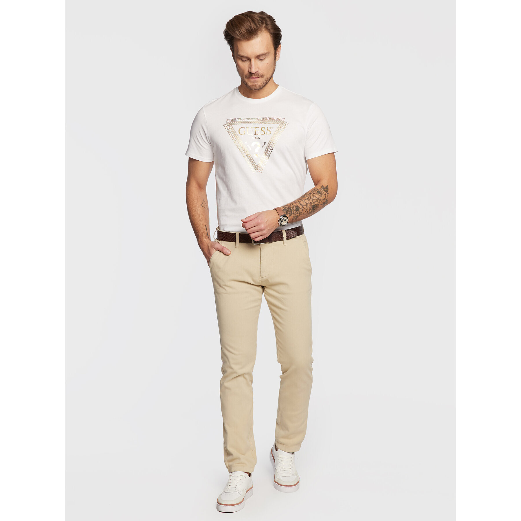 Guess Blugi Myron M3RB26 WF5U3 Bej Slim Fit - Pled.ro