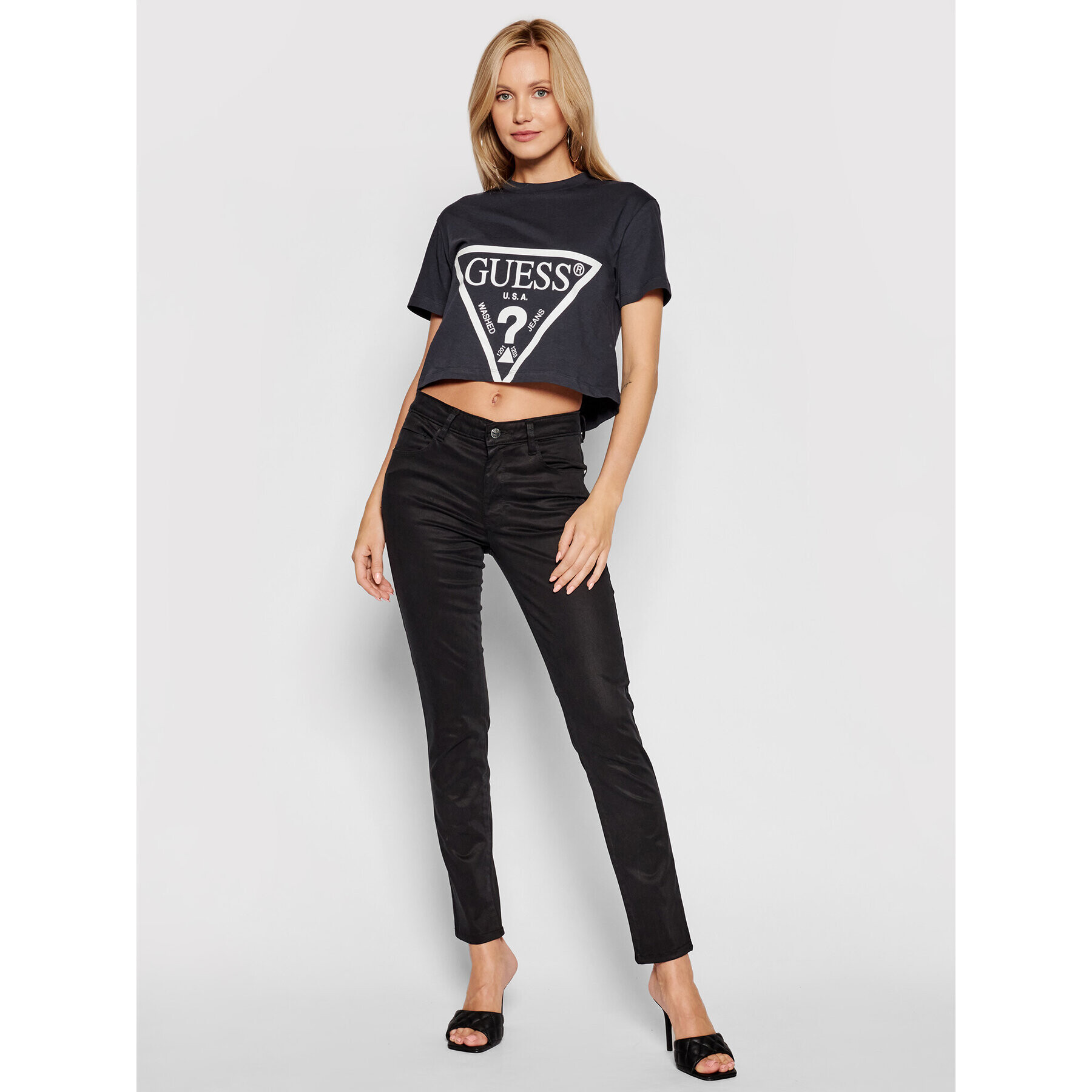 Guess Blugi Sexy Curve W1GAJ3 W93CE Negru Skinny Fit - Pled.ro