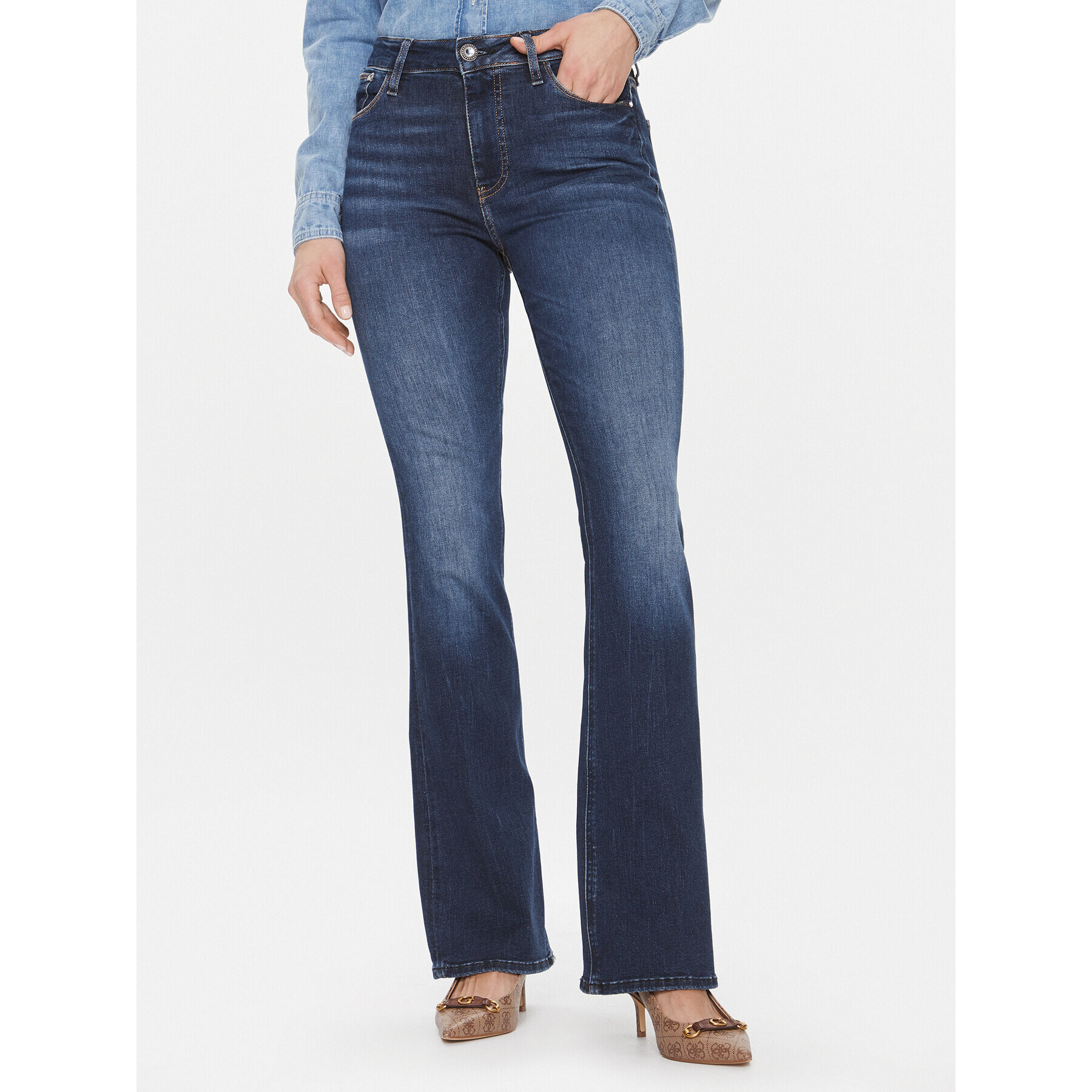 Guess Blugi Sexy Flare W4RA0L D4Q03 Bleumarin Skinny Fit - Pled.ro