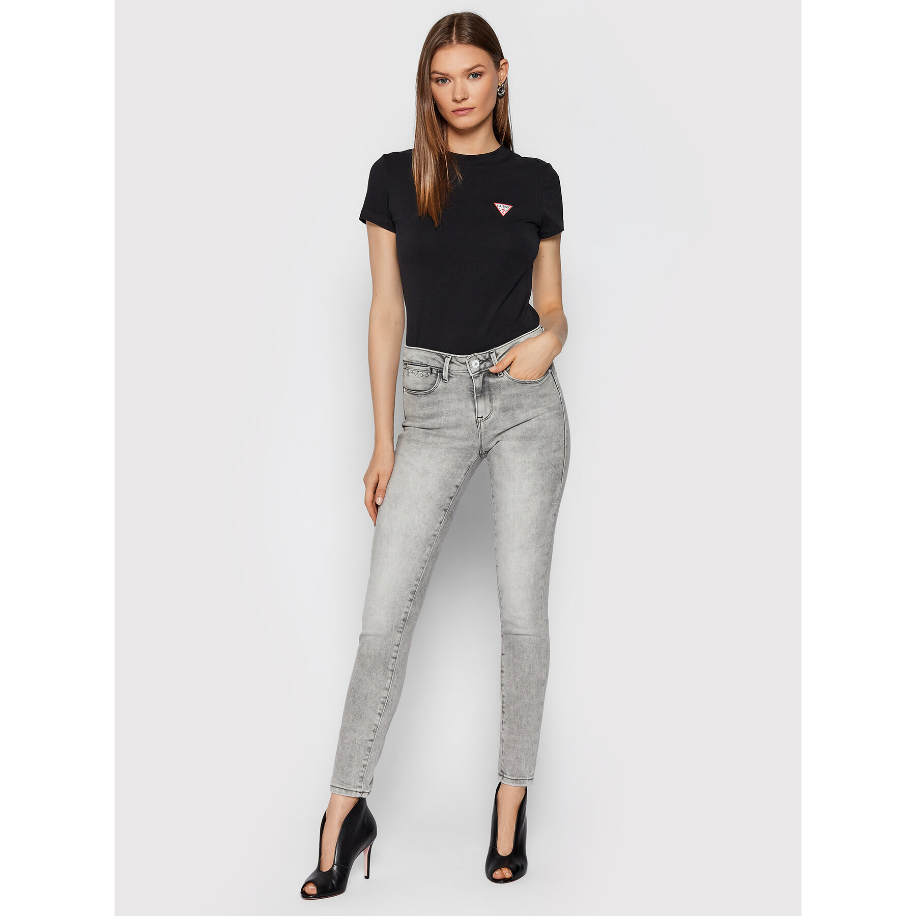 Guess Jeggings W1BA03 D4HJ1 Gri Jegging Fit - Pled.ro