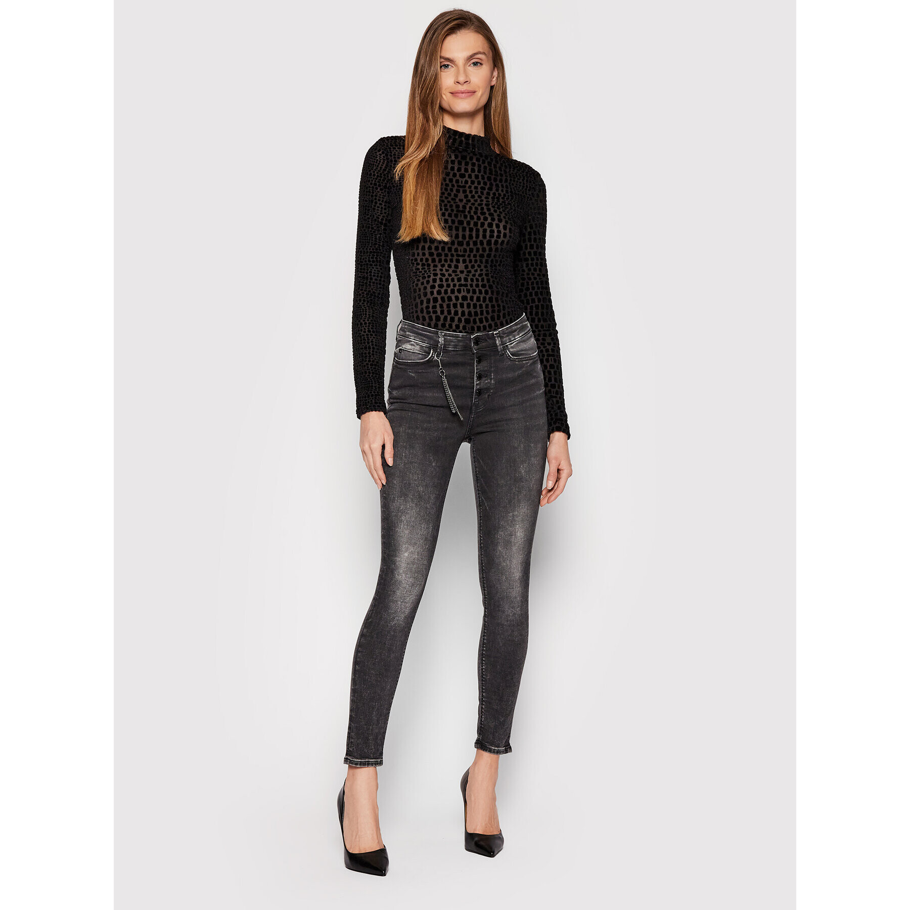 Guess Blugi W2RA28 D4KC1 Negru Skinny Fit - Pled.ro