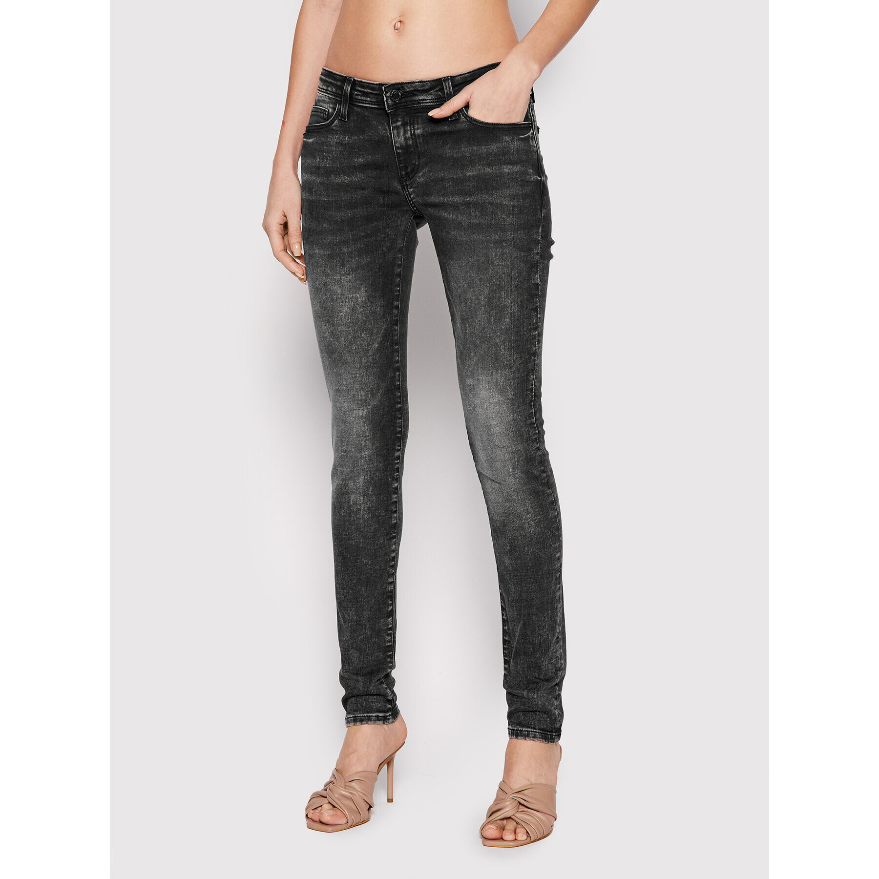 Guess Blugi W2RAB2 D4KC1 Negru Skinny Fit - Pled.ro