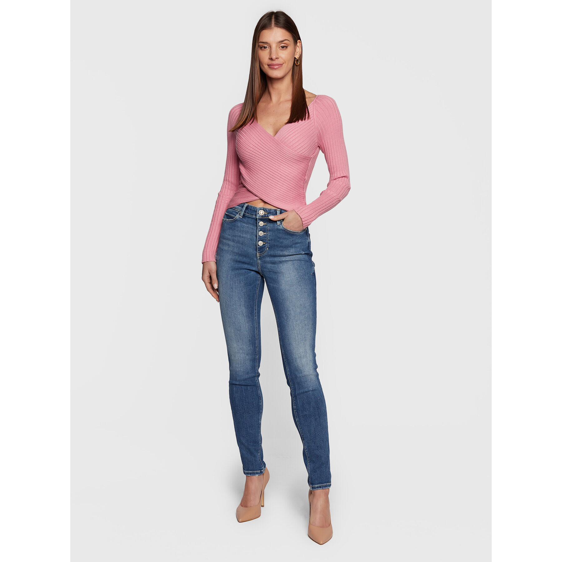 Guess Blugi W3RA28 D4W92 Albastru Skinny Fit - Pled.ro