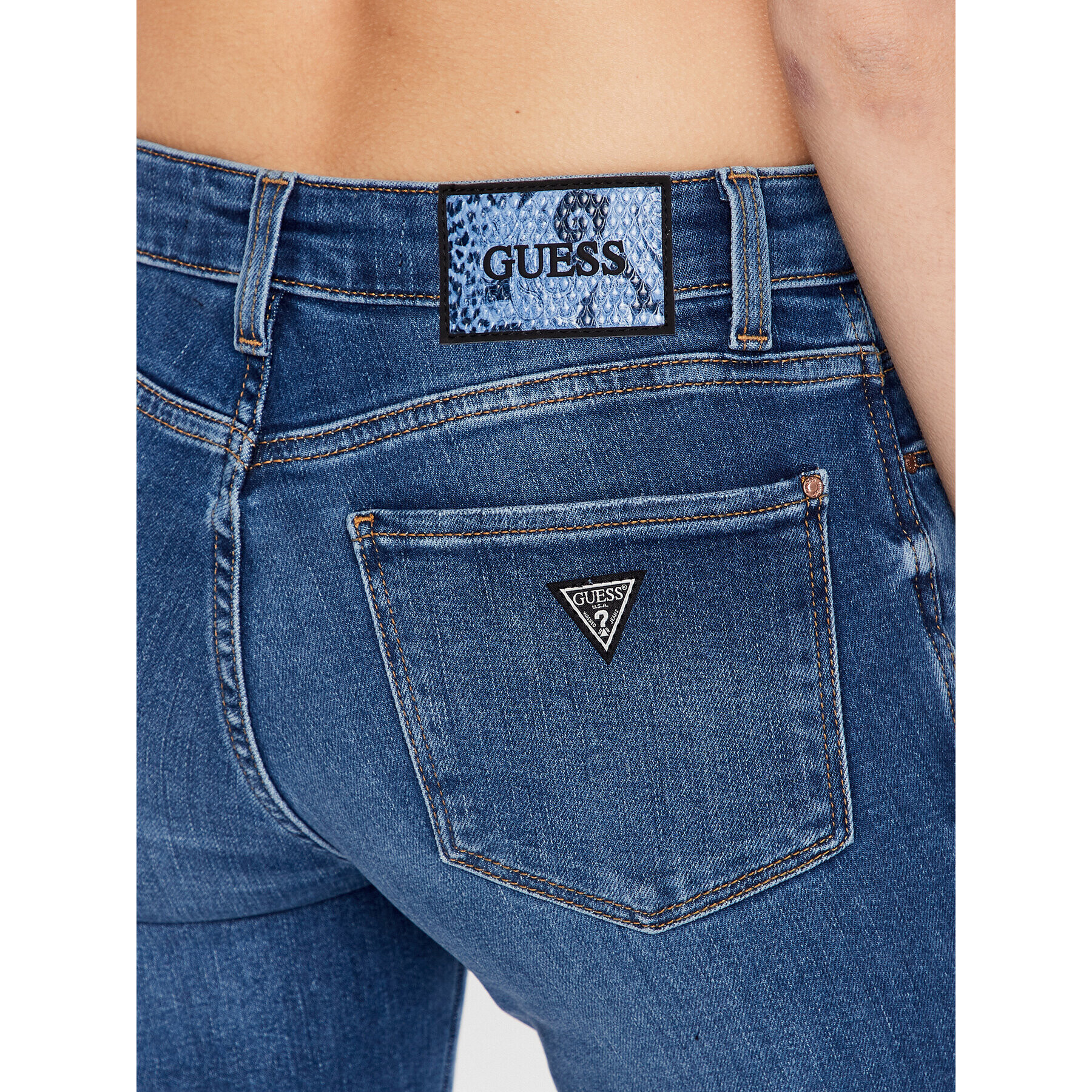 Guess Blugi W3YAJ3 D52Q2 Albastru Skinny Fit - Pled.ro