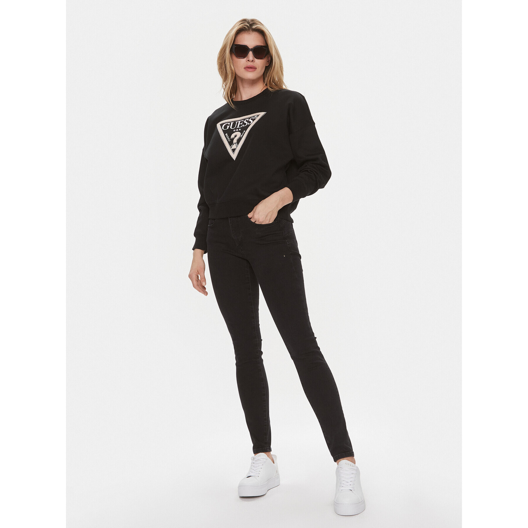 Guess Blugi W4RA3 4D59I1 Negru Skinny Fit - Pled.ro