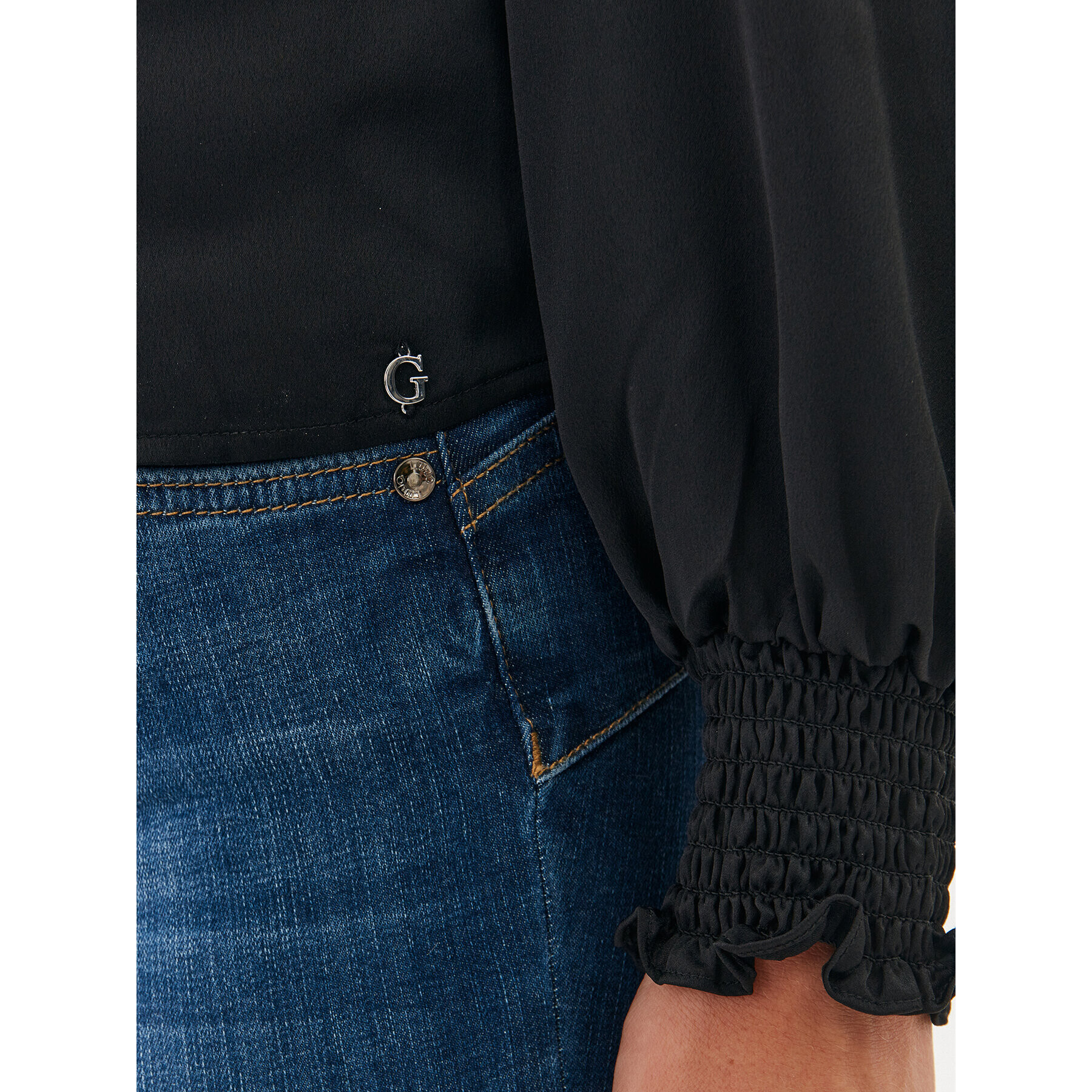 Guess Bluză Adelaide W3YH52 WD8G2 Negru Slim Fit - Pled.ro