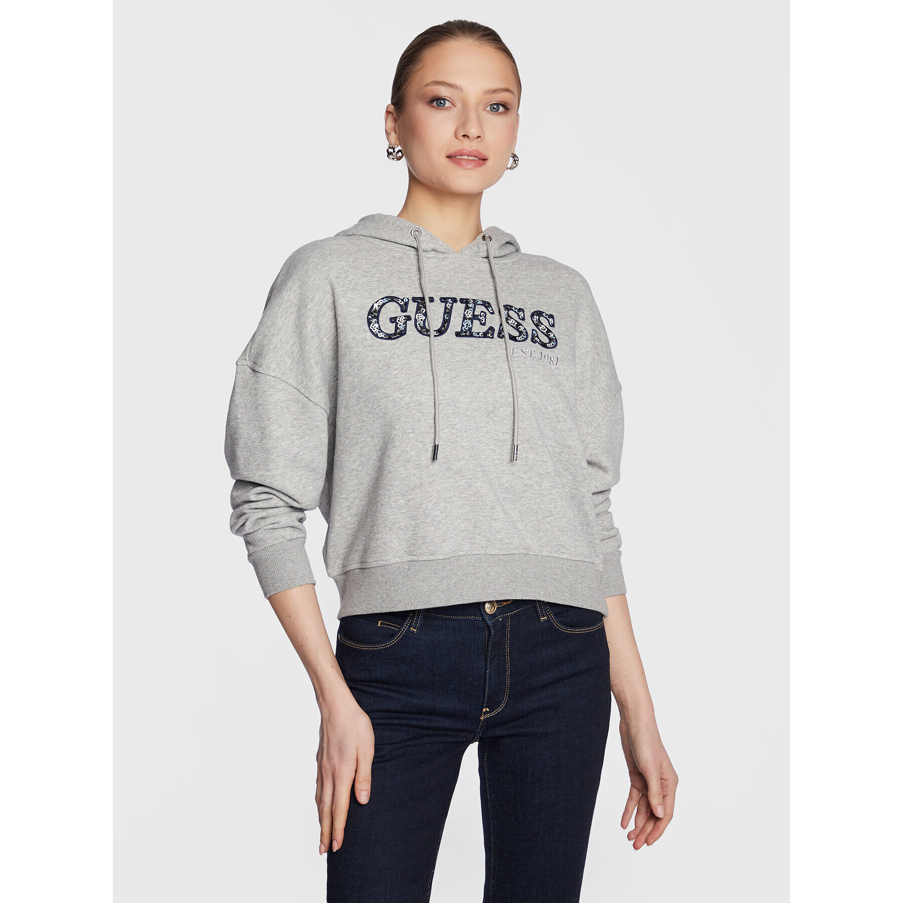 Guess Bluză Alicia W3RQ09 KBKM0 Gri Relaxed Fit - Pled.ro