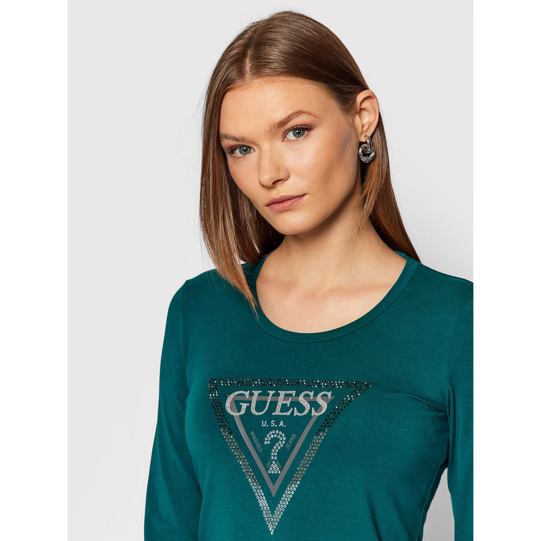 Guess Bluză Amalur W1BI47 J1311 Verde Regular Fit - Pled.ro