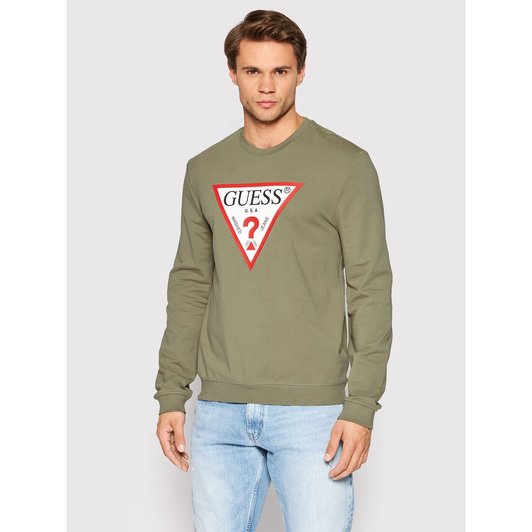 Guess Bluză Audley M2YQ37 K6ZS1 Verde Slim Fit - Pled.ro