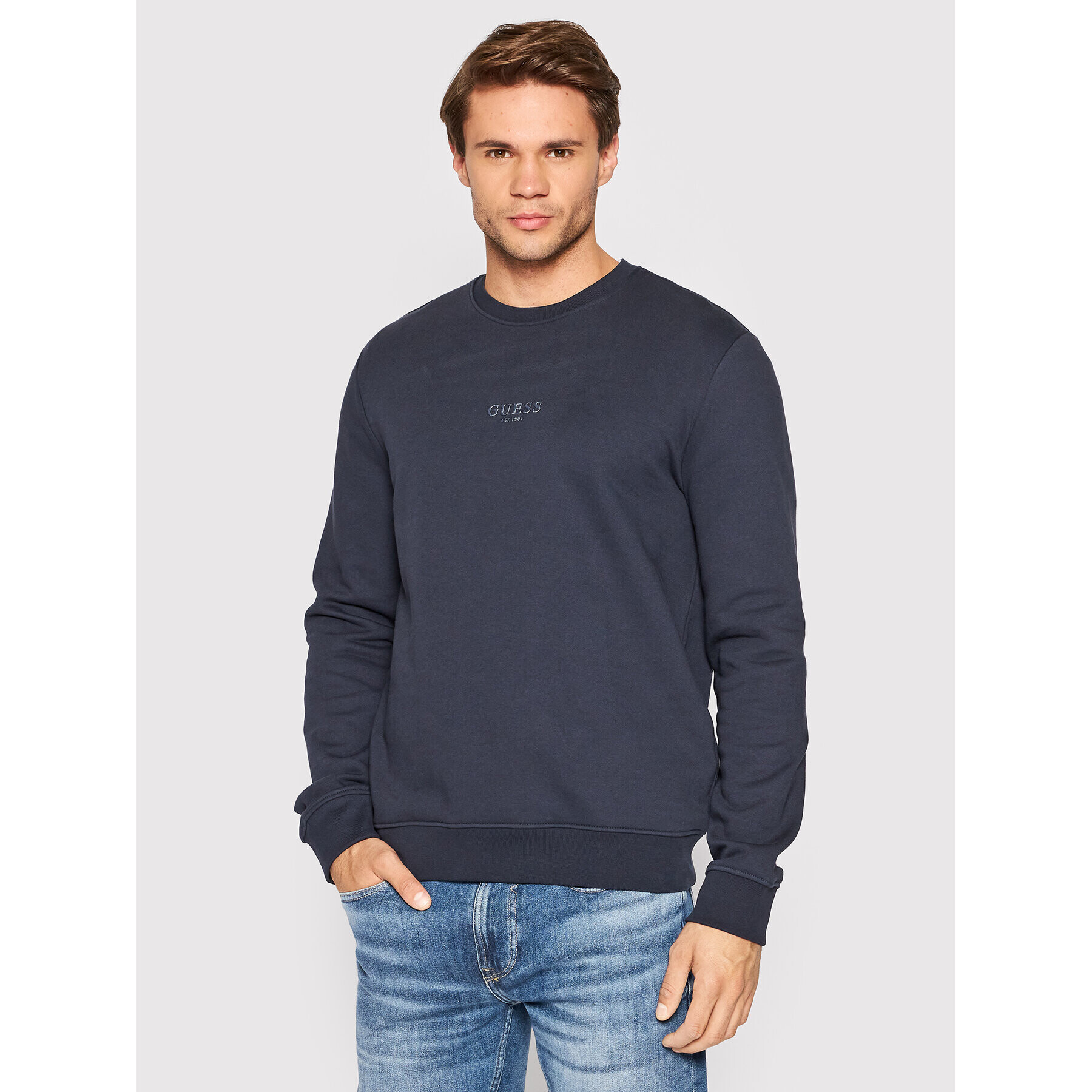 Guess Bluză Febo M2YQ27 KBA10 Bleumarin Slim Fit - Pled.ro