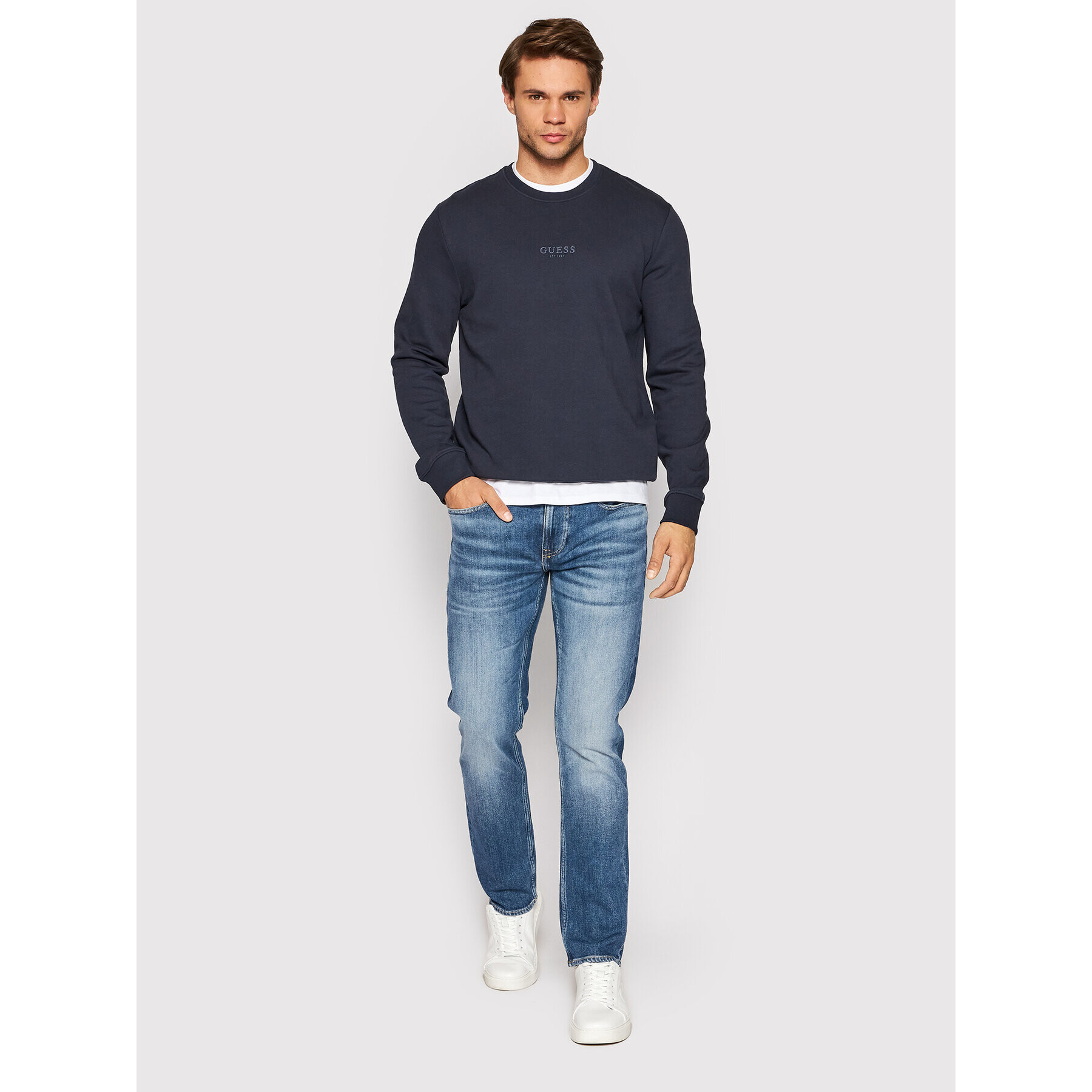 Guess Bluză Febo M2YQ27 KBA10 Bleumarin Slim Fit - Pled.ro