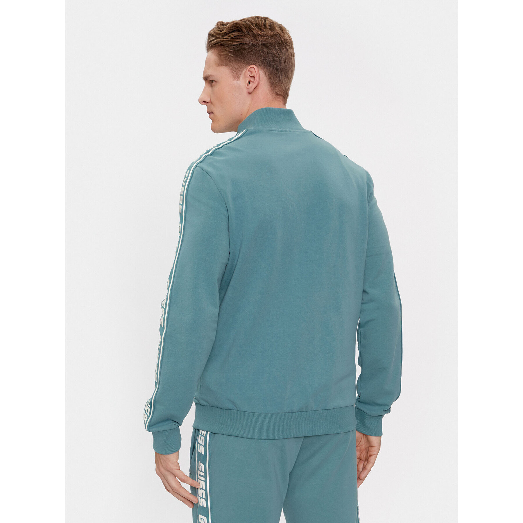 Guess Bluză Full Zip New Arlo Sweatshirt Z2YQ12 K6ZS1 Verde Regular Fit - Pled.ro