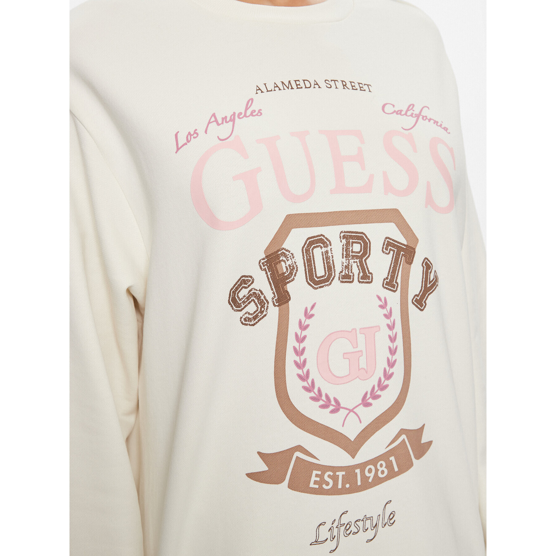 Guess Bluză Graphic V4RQ11 K68I0 Écru Regular Fit - Pled.ro