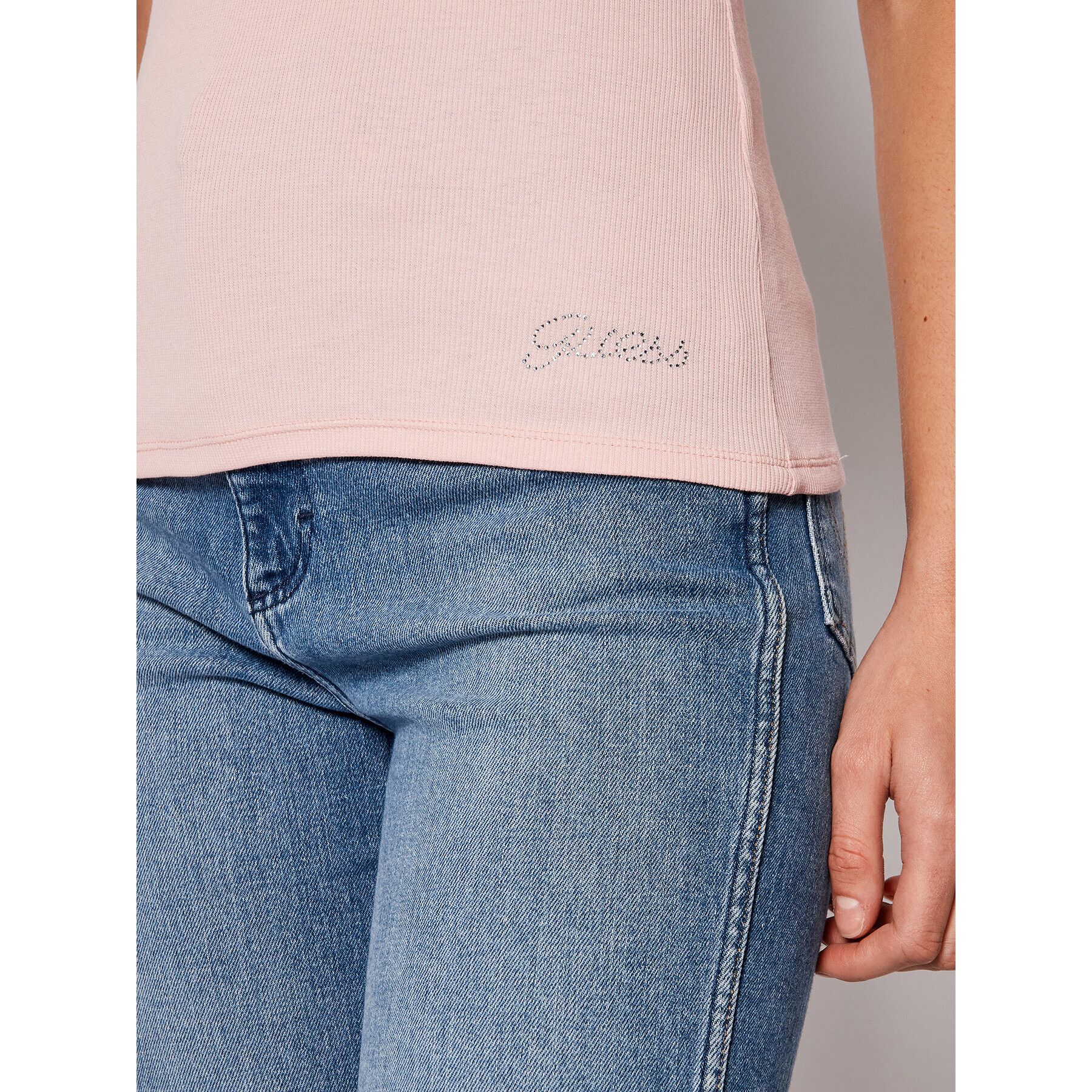 Guess Bluză Henley W0GI62 R9I50 Roz Slim Fit - Pled.ro