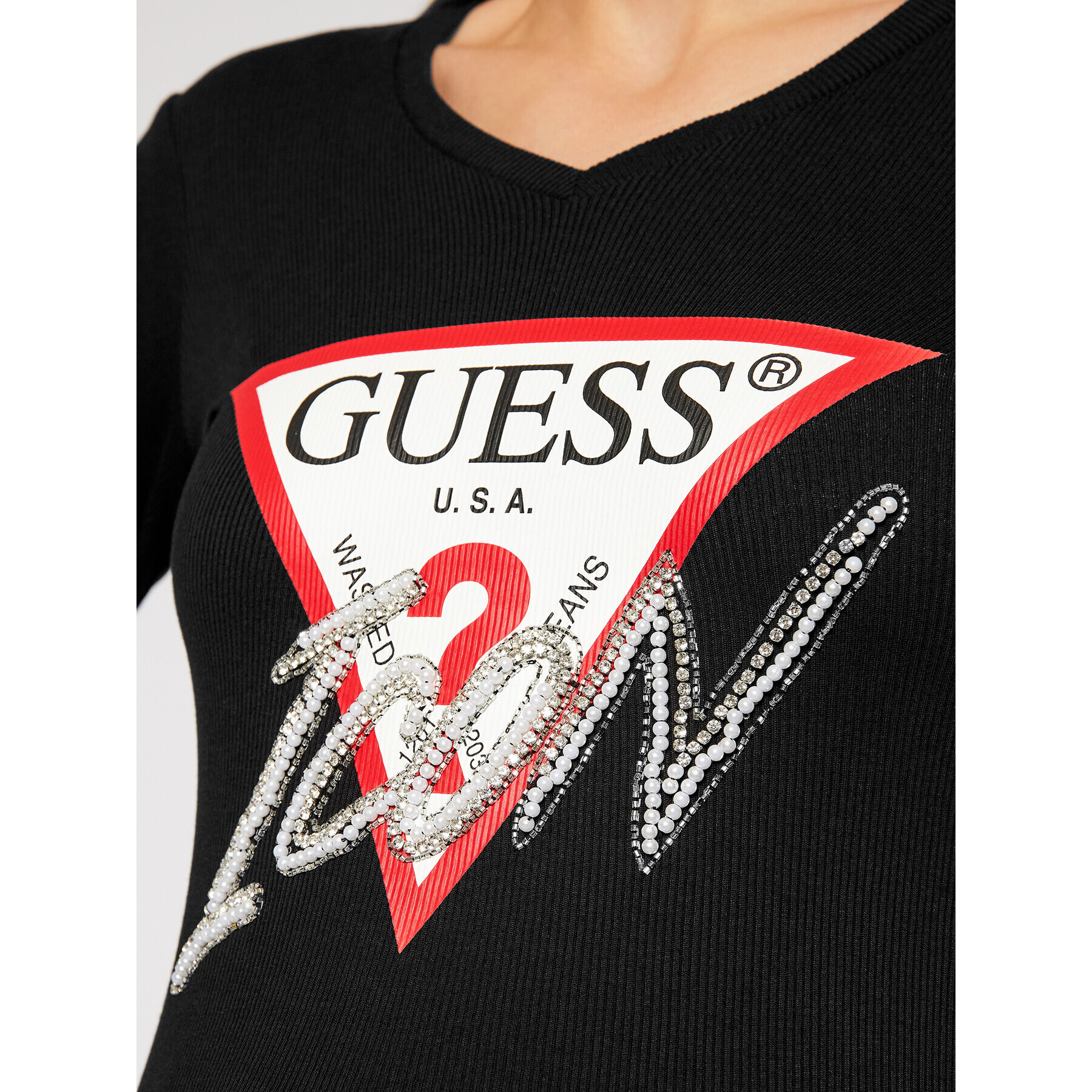 Guess Bluză Icon W0BI04 K1810 Negru Slim Fit - Pled.ro