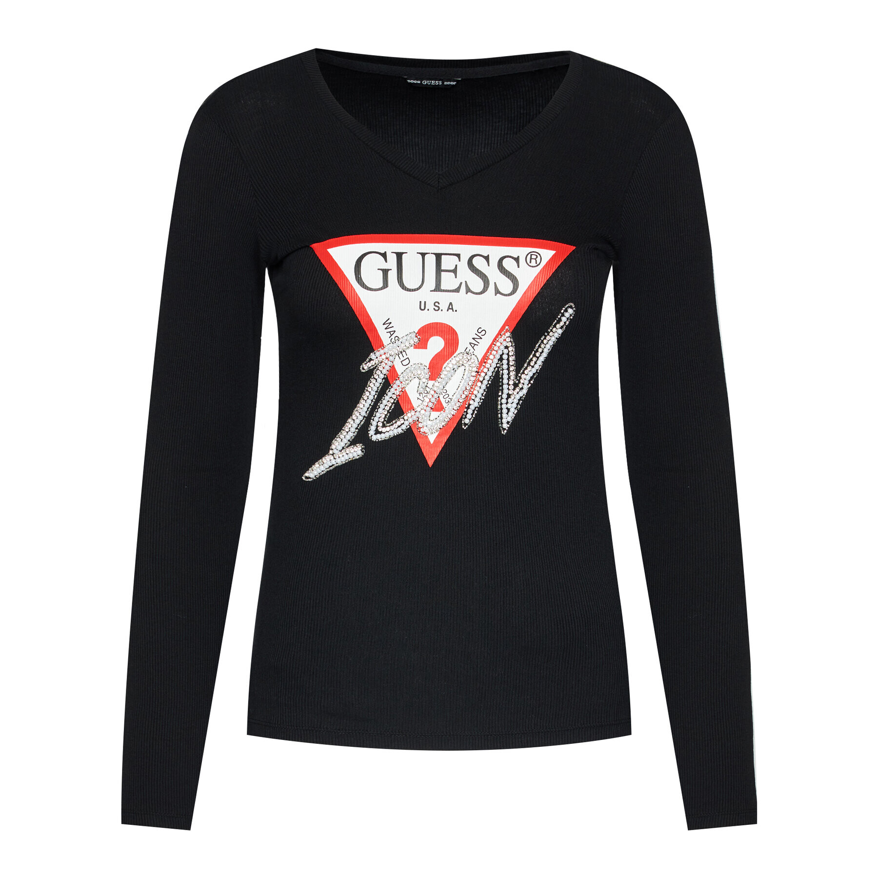 Guess Bluză Icon W0BI04 K1810 Negru Slim Fit - Pled.ro