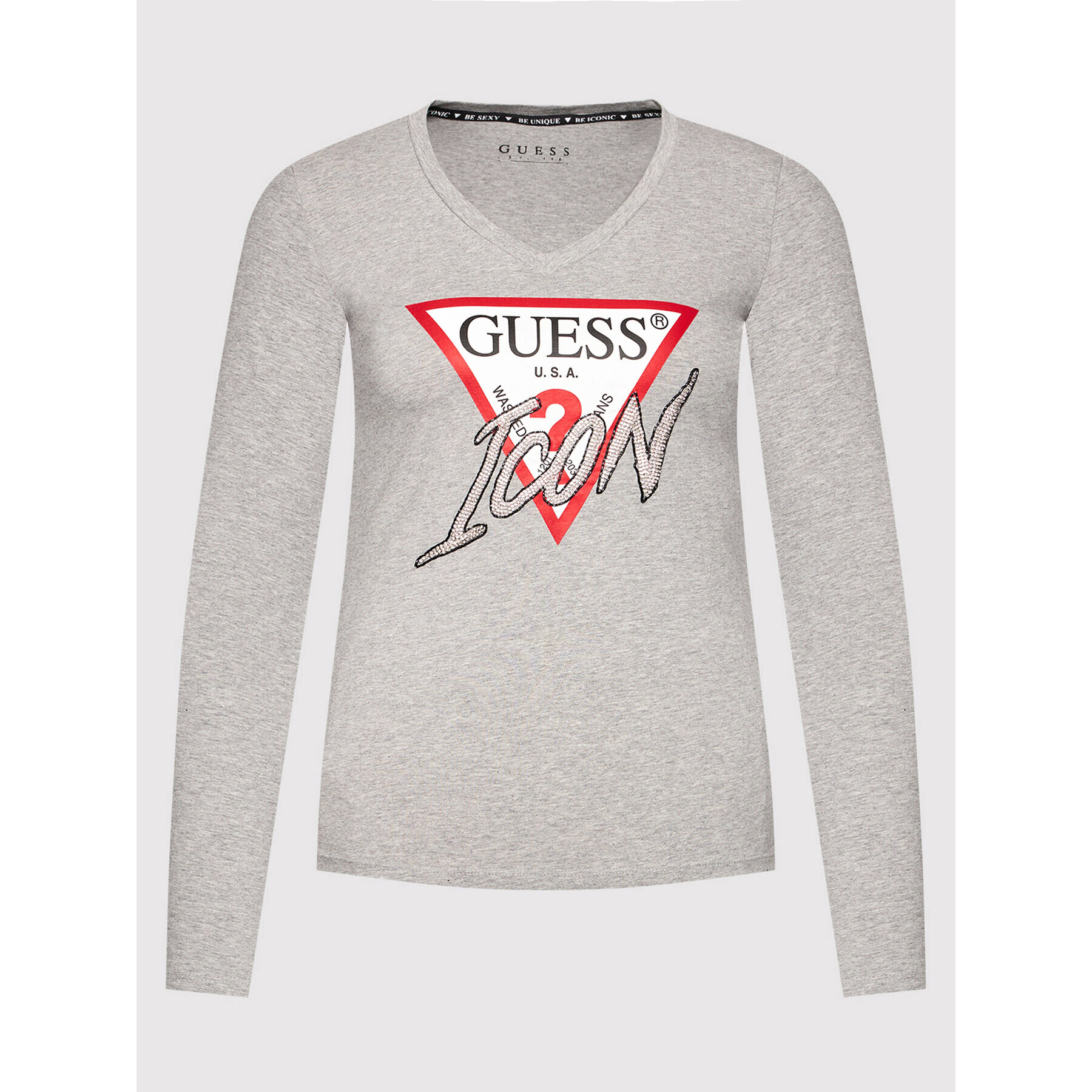 Guess Bluză Icon W1BI21 J1311 Gri Regular Fit - Pled.ro