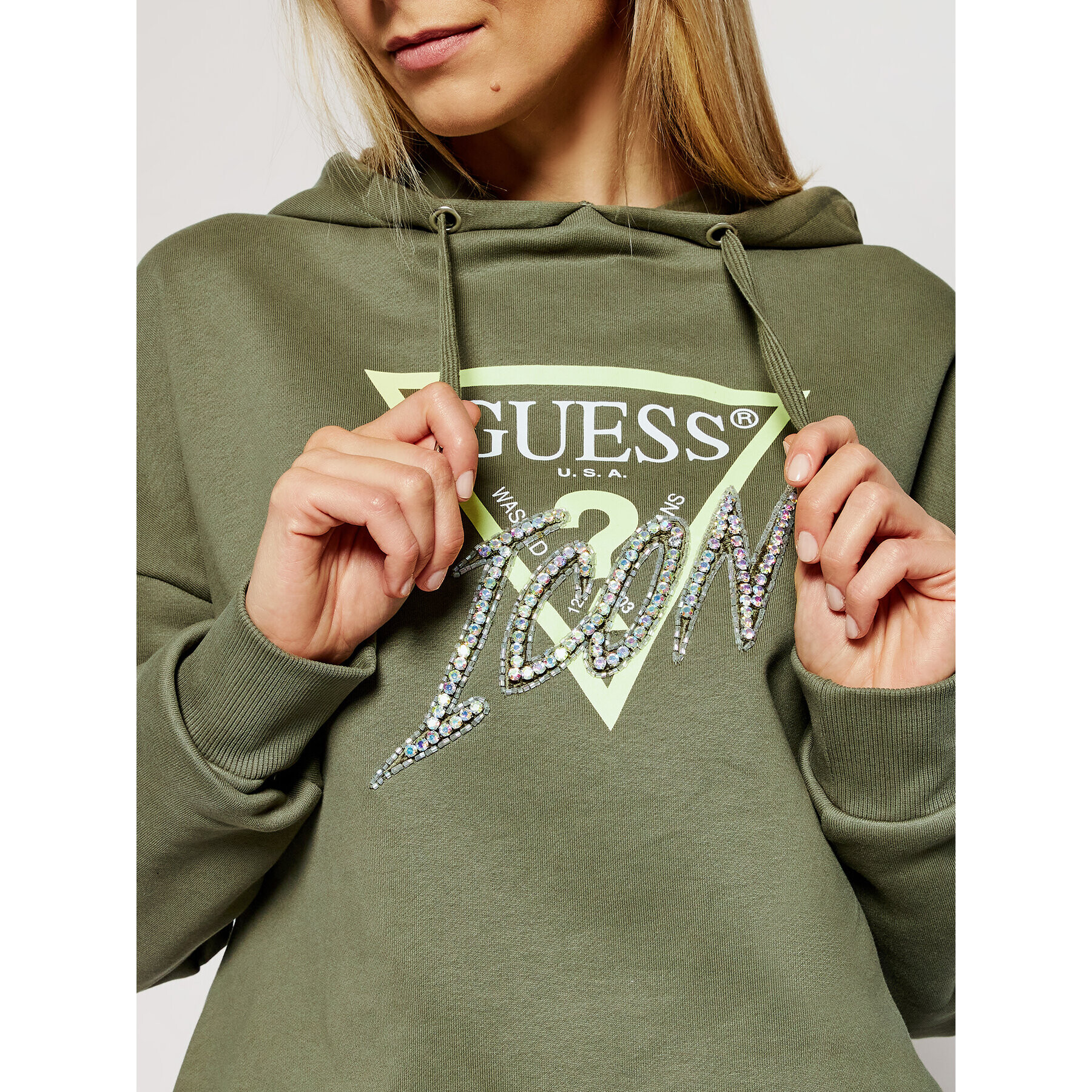 Guess Bluză Icon W1RQ05 K68I0 Verde Relaxed Fit - Pled.ro