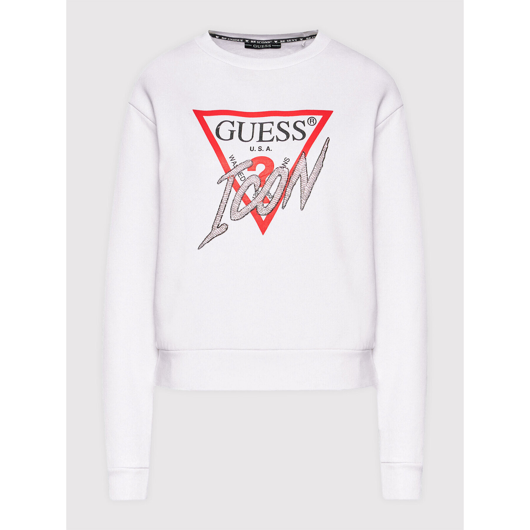 Guess Bluză Icon W1YQ0C K68I0 Alb Regular Fit - Pled.ro