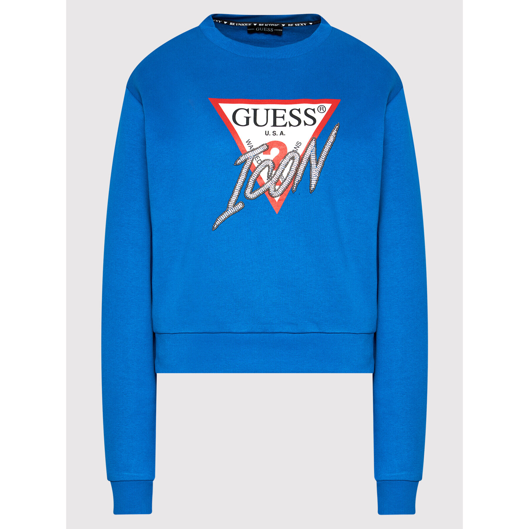 Guess Bluză Icon W1YQ0C K68I0 Bleumarin Regular Fit - Pled.ro