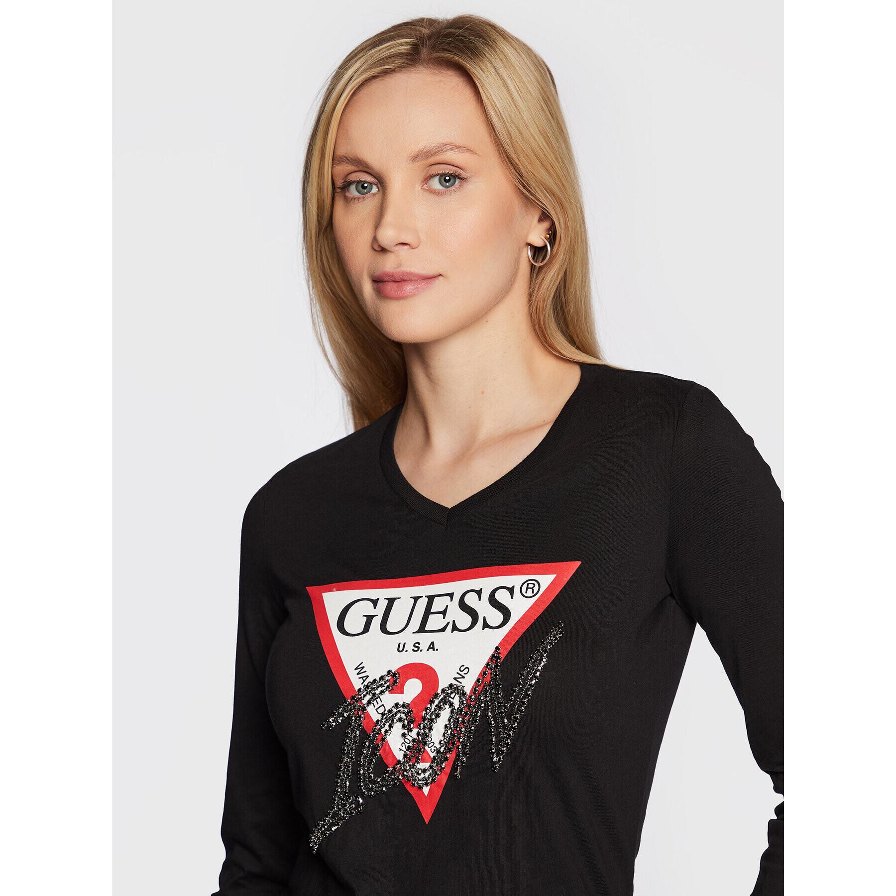 Guess Bluză Icon W2BI39 I3Z13 Negru Regular Fit - Pled.ro