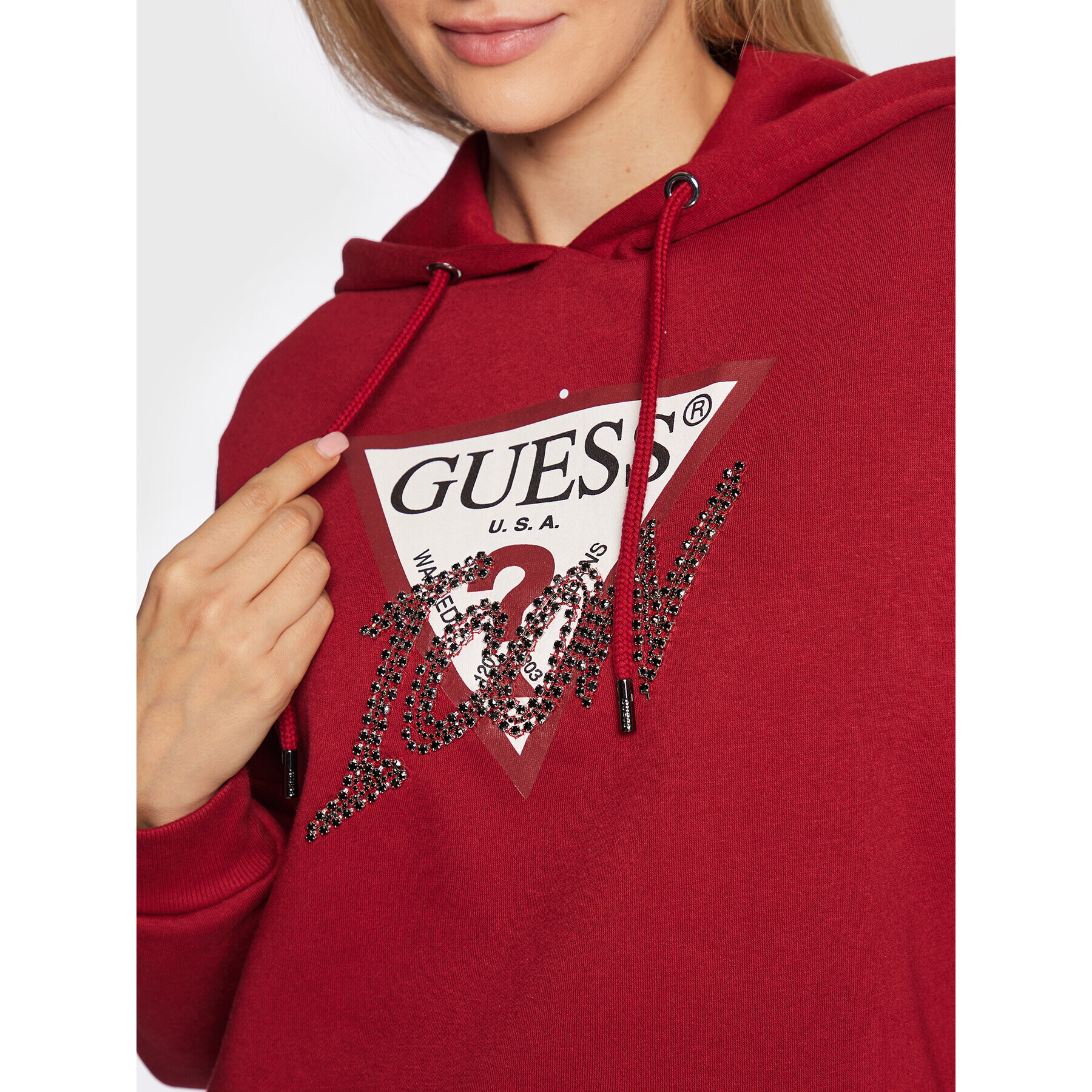 Guess Bluză Icon W2BQ17 KB683 Vișiniu Regular Fit - Pled.ro