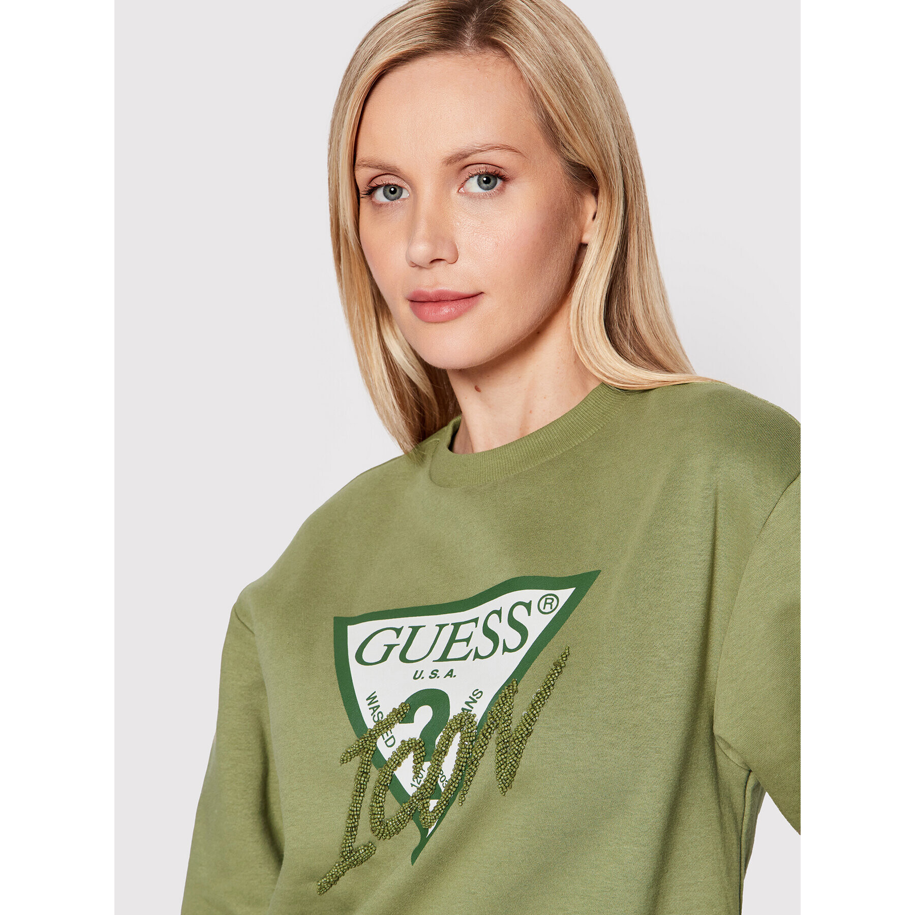 Guess Bluză Icon W2YQ01 KB681 Verde Regular Fit - Pled.ro